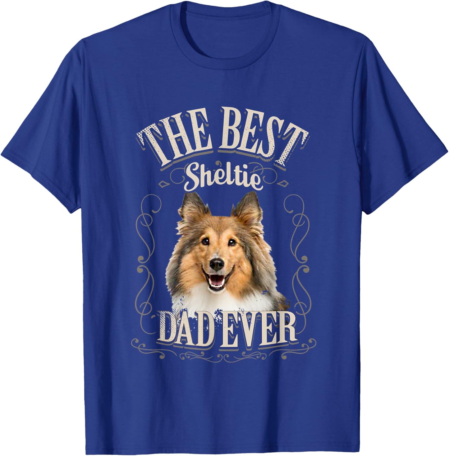 Best Sheltie Dad Ever Shetland Sheepdog Dog Gifts Vintage T-Shirt - T-Shirt | Royal
