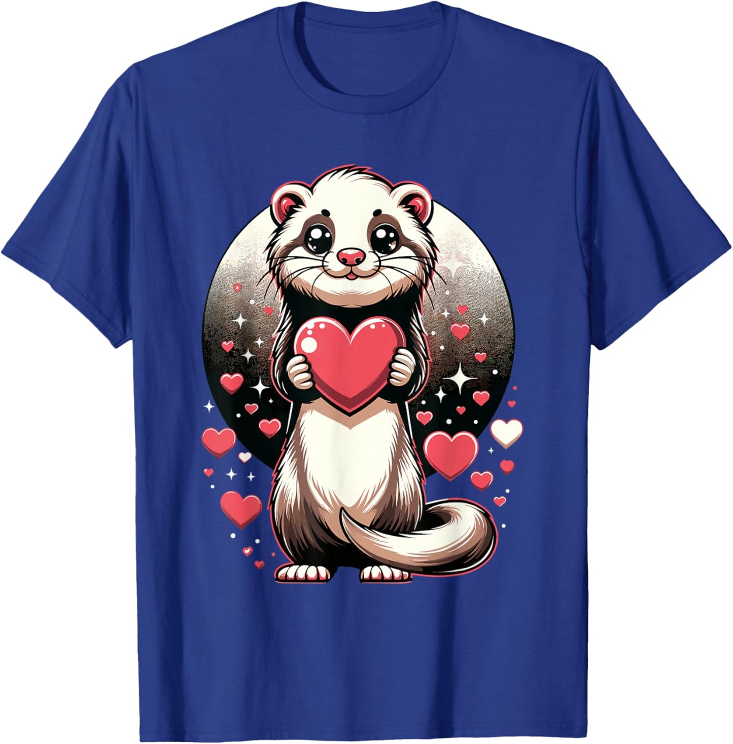 Ferret Holding Heart Valentine's Day Cute Valentine T-Shirt - T-Shirt | Royal