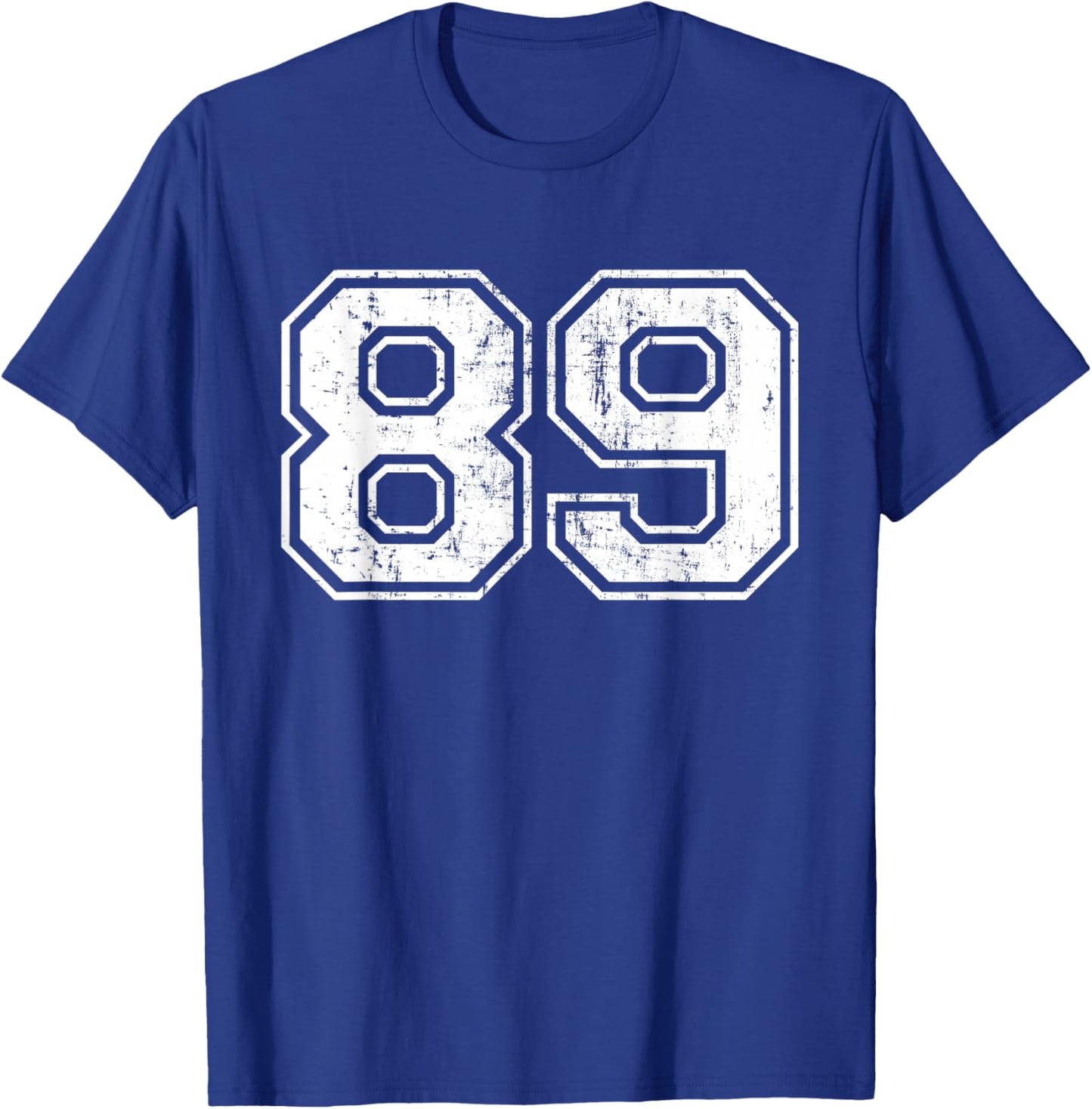 Number 89 Eighty Nine Distressed Vintage Sport Team Practice T-Shirt - T-Shirt | Royal