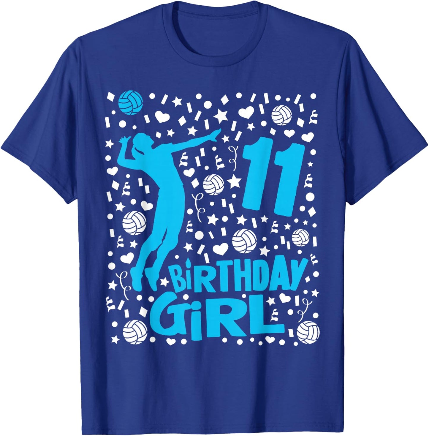 Girls Volleyball 11th Birthday Gift - 11 Year Old Player T-Shirt - T-Shirt | Royal