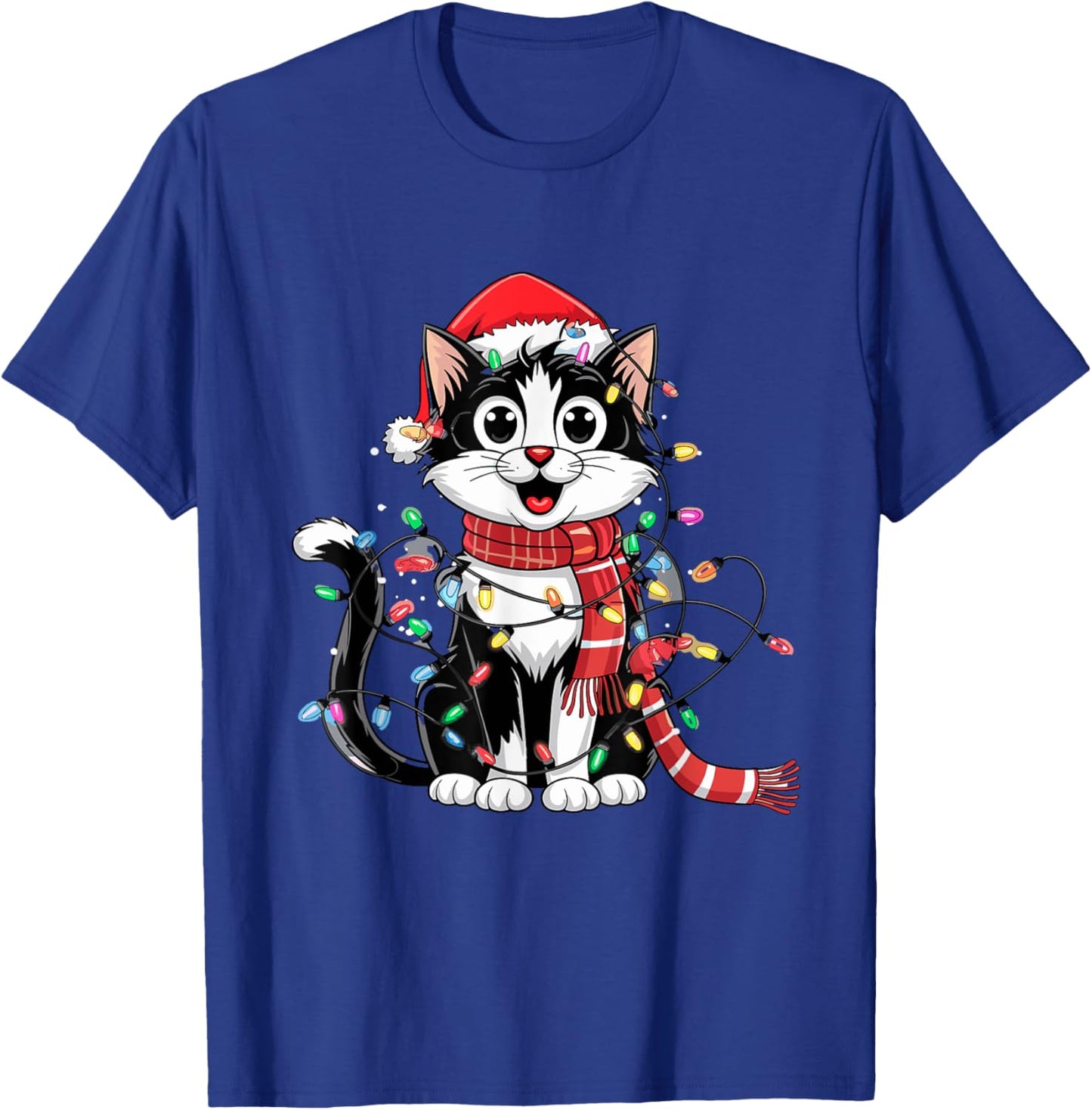 Cute Black and White Cat Christmas T-Shirt - T-Shirt | Royal