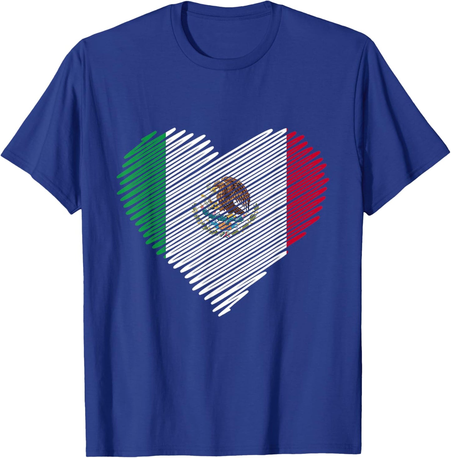 Mexican Flag Heart Gift Mexico T-Shirt - T-Shirt | Royal