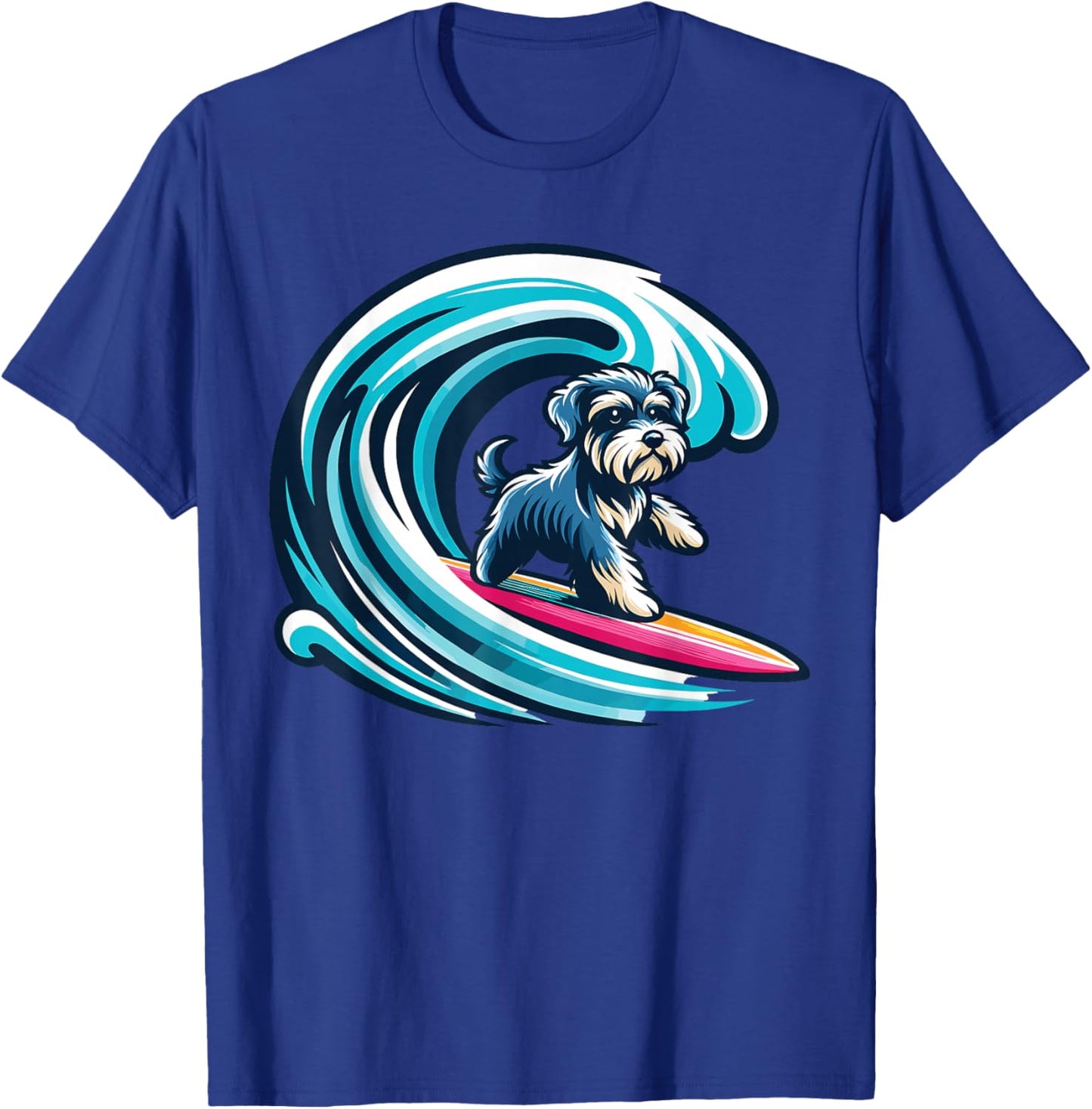 Schnoodle Surfing, Wave Riding Schnoodle T-Shirt - T-Shirt | Royal