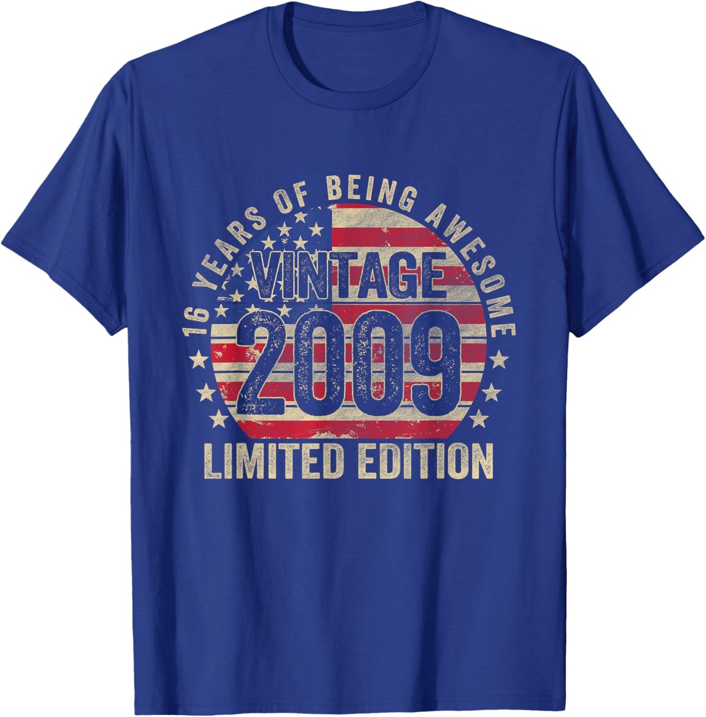 16 Year Old Gifts Vintage 2009 16th Birthday American Flag Kids Men T-Shirt - T-Shirt | Royal