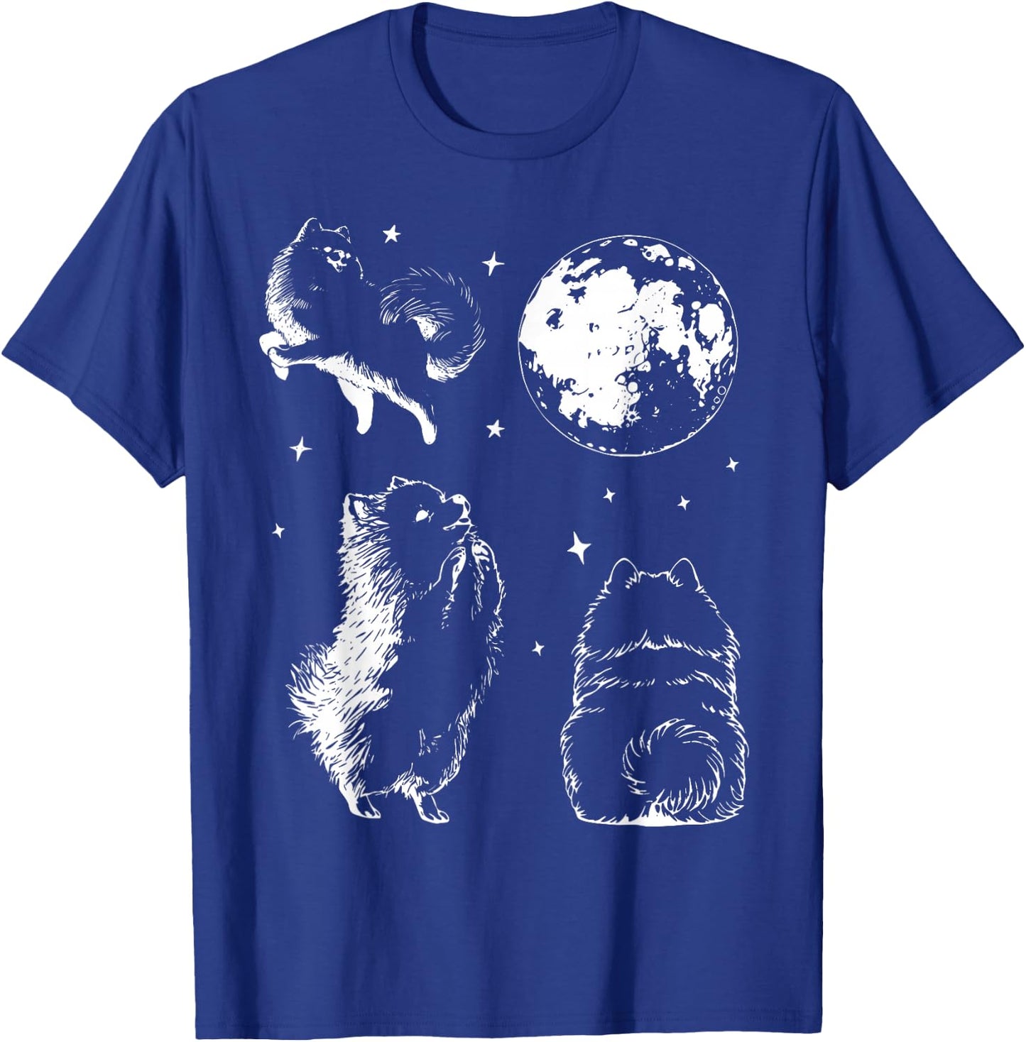 Vintage Three Pomeranian Dog Howling at The Moon Pet Lover T-Shirt - T-Shirt | Royal