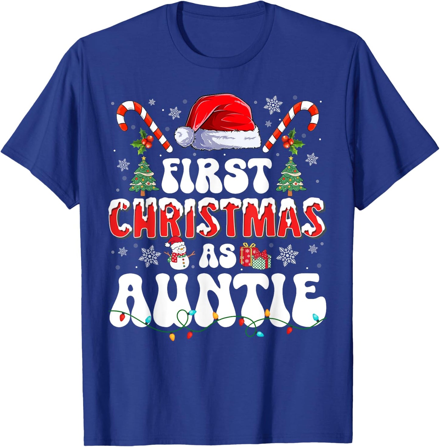 First Christmas As Auntie New Auntie Matching Family Pajamas T-Shirt - T-Shirt | Royal