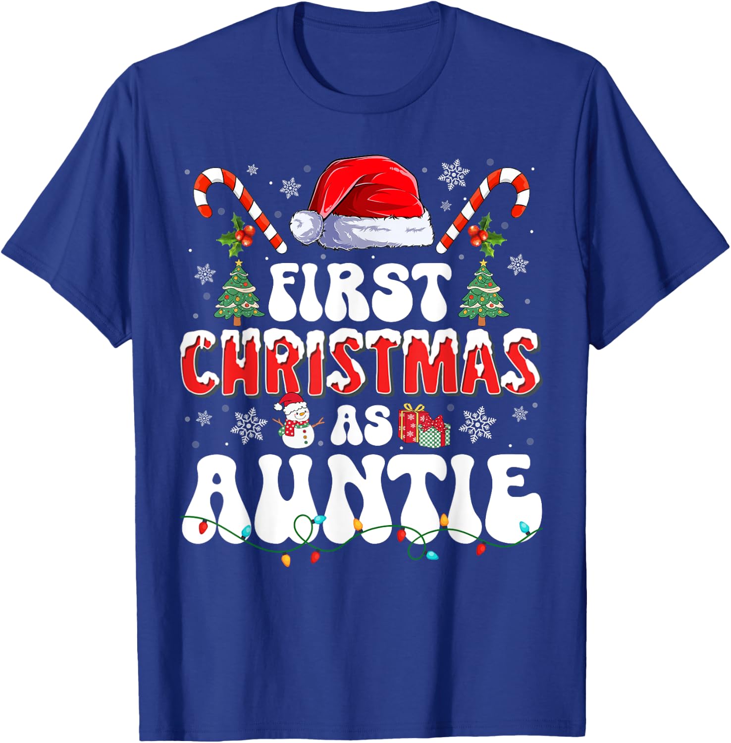 First Christmas As Auntie New Auntie Matching Family Pajamas T-Shirt - T-Shirt | Royal