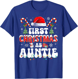 First Christmas As Auntie New Auntie Matching Family Pajamas T-Shirt - T-Shirt | Royal