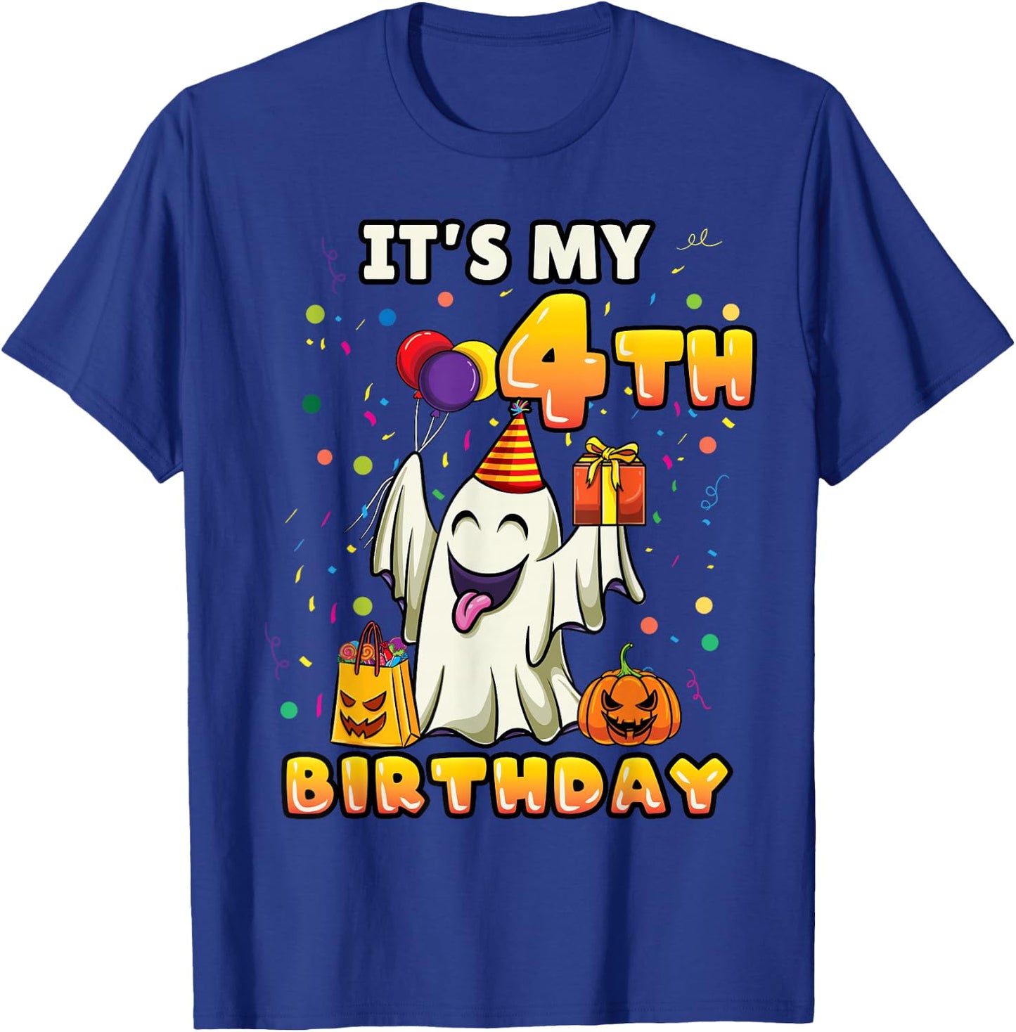 Its My 4th Birthday Ghost Halloween Kids T-Shirt - T-Shirt | Royal