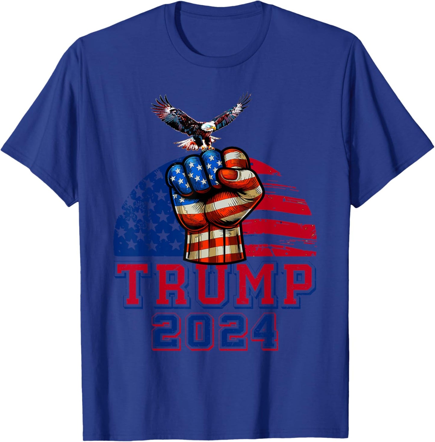 Trump 2024 Red White Blue Patriotic American Flag Eagle T-Shirt - T-Shirt | Royal