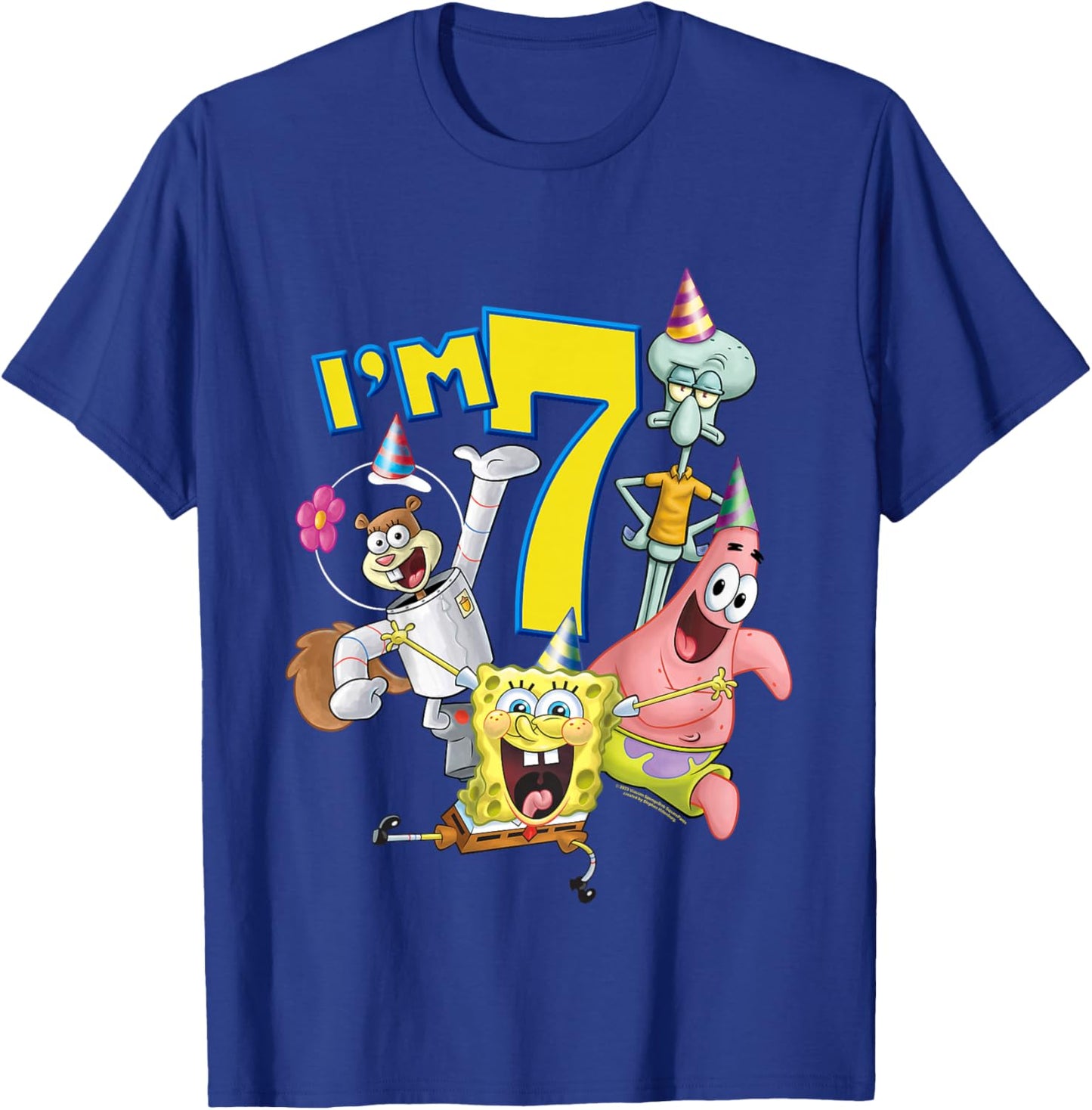 Kinder SpongeBob SquarePants 7th Birthday Today I'm 7 T-Shirt - T-Shirt | Royal