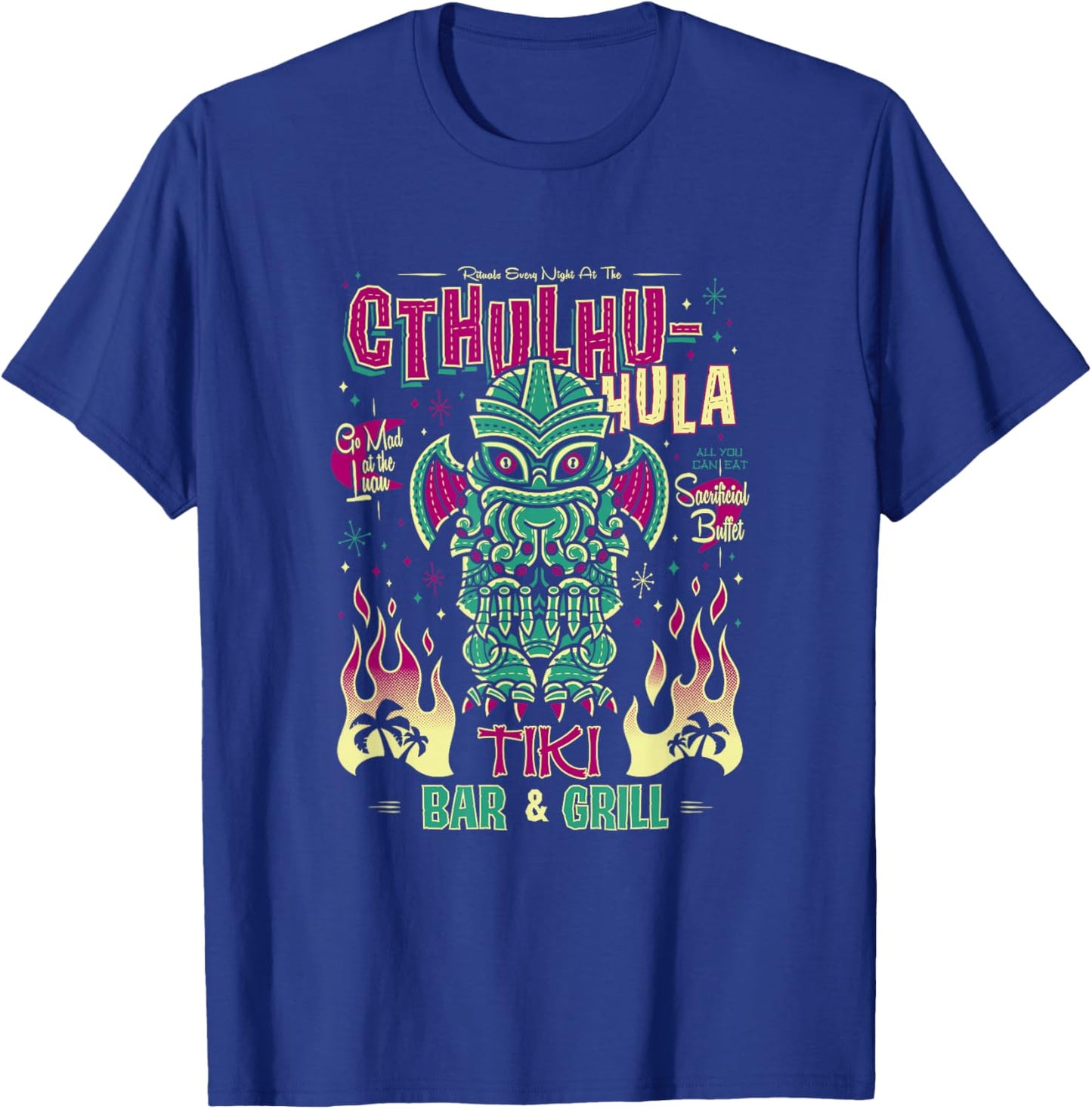 Cthulhu Tiki Bar - Creepy Cute Hawaiian Love Craft Monster T-Shirt - T-Shirt | Royal