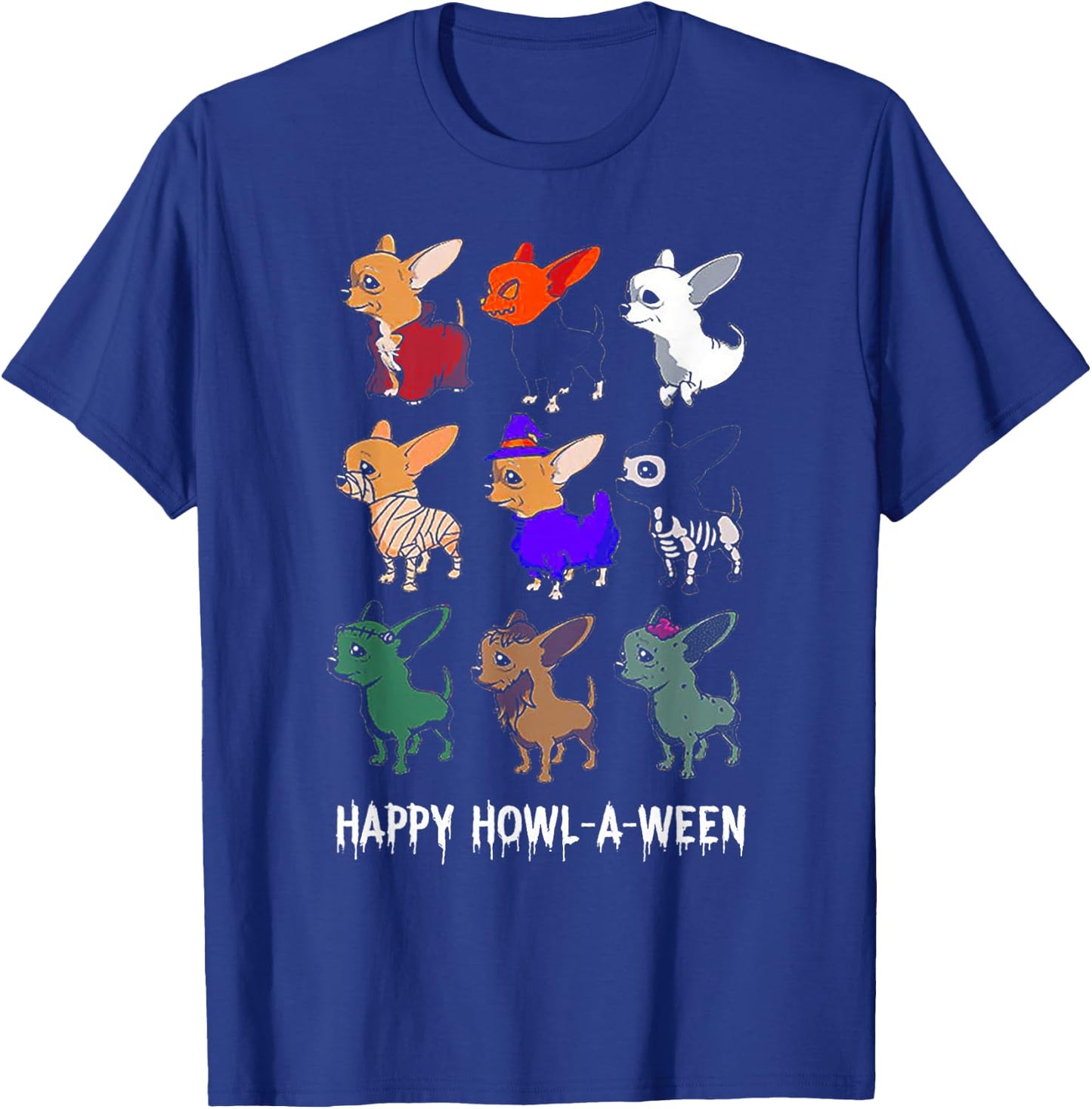 Funny Chihuahua Dog Halloween Happy Howl-o-ween T-Shirt - T-Shirt | Royal