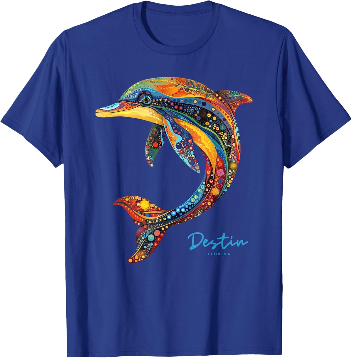 Destin Florida FL Beach Family Vacation Tropical Dolphin T-Shirt - T-Shirt | Royal