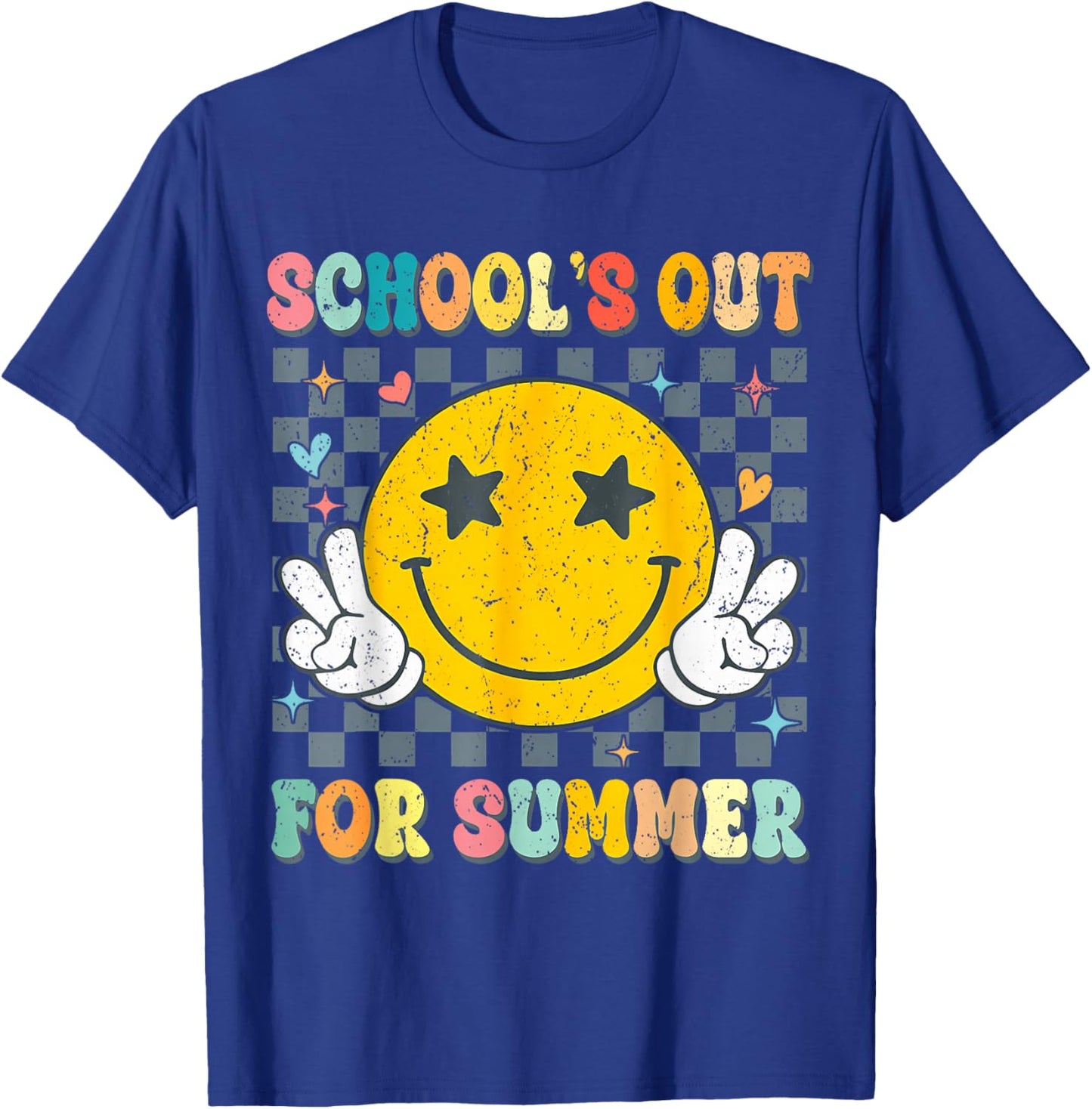 Last Day Of School Retro Schools Out For Summer Teacher T-Shirt - T-Shirt | Royal