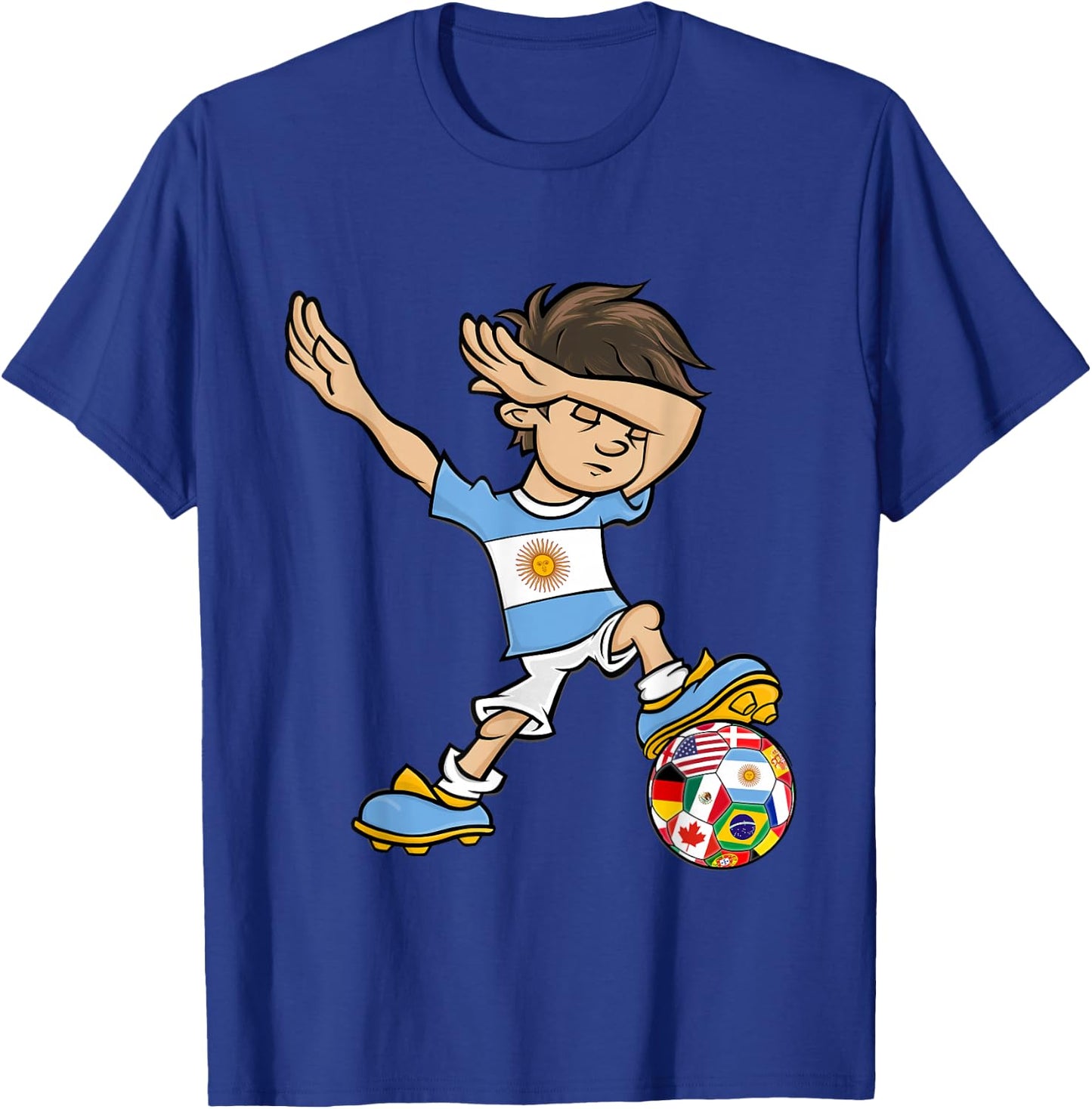 Dabbing Boy Argentina Soccer Jersey National Flag T-Shirt - T-Shirt | Royal