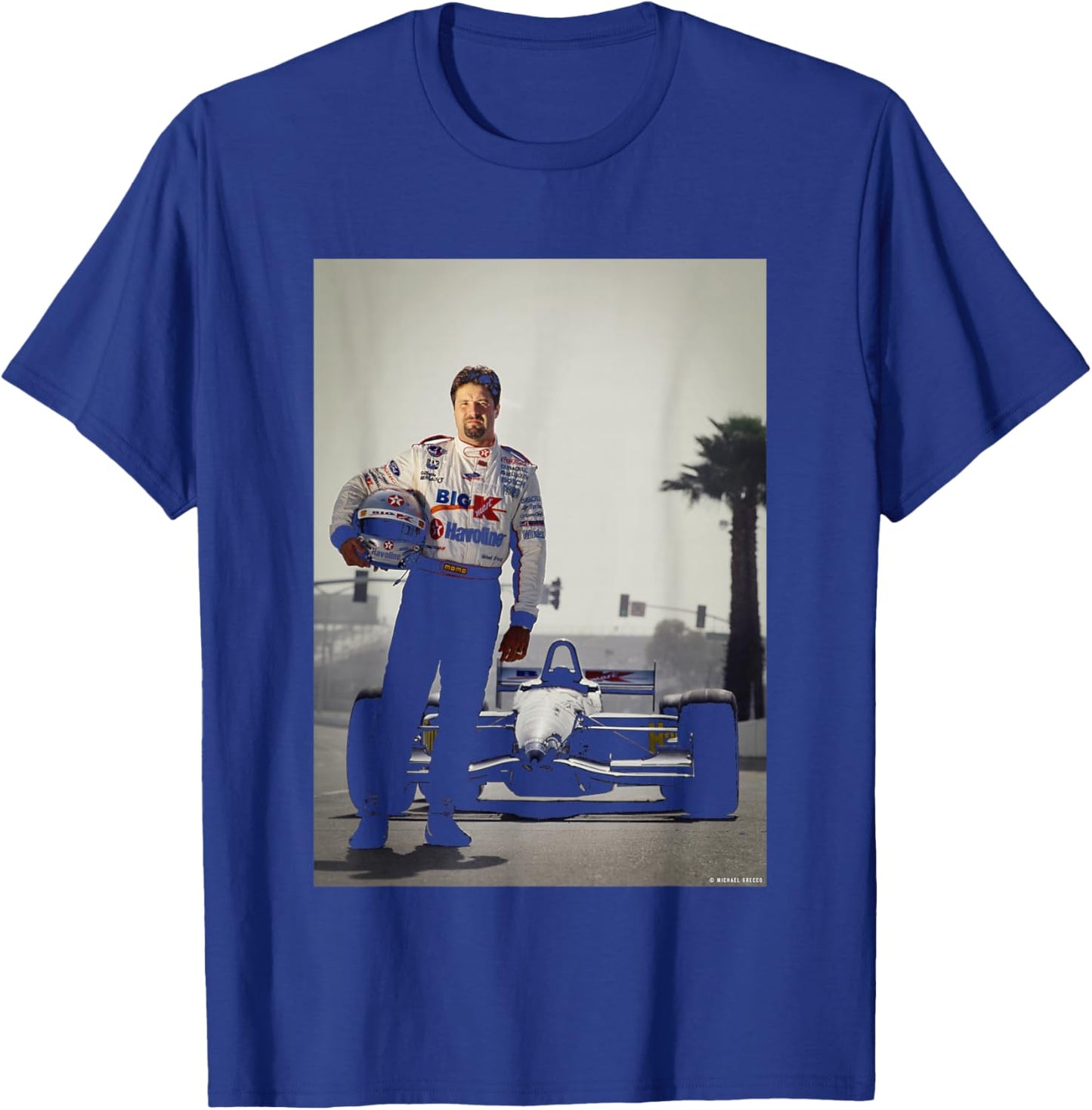 Michael Mario Andretti F1 Long Beach Prix Michael Grecco T-Shirt - T-Shirt | Royal