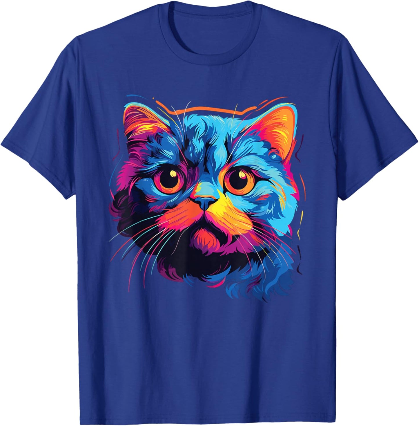 Cat Watercolor Colorful Scottish Fold Cats Women Girls Kids T-Shirt - T-Shirt | Royal