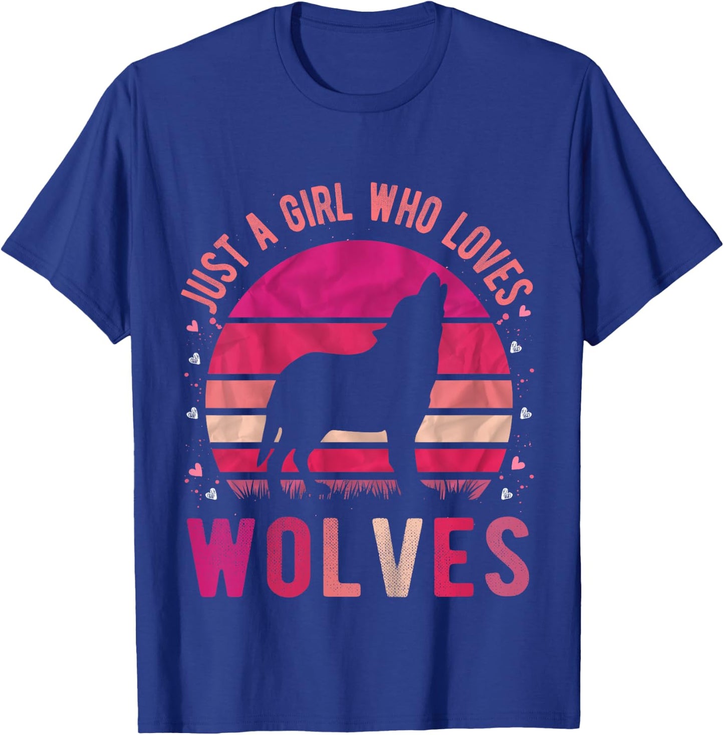 Just a Girl Who Loves Wolves Vintage Retro Gift T-Shirt - T-Shirt | Royal