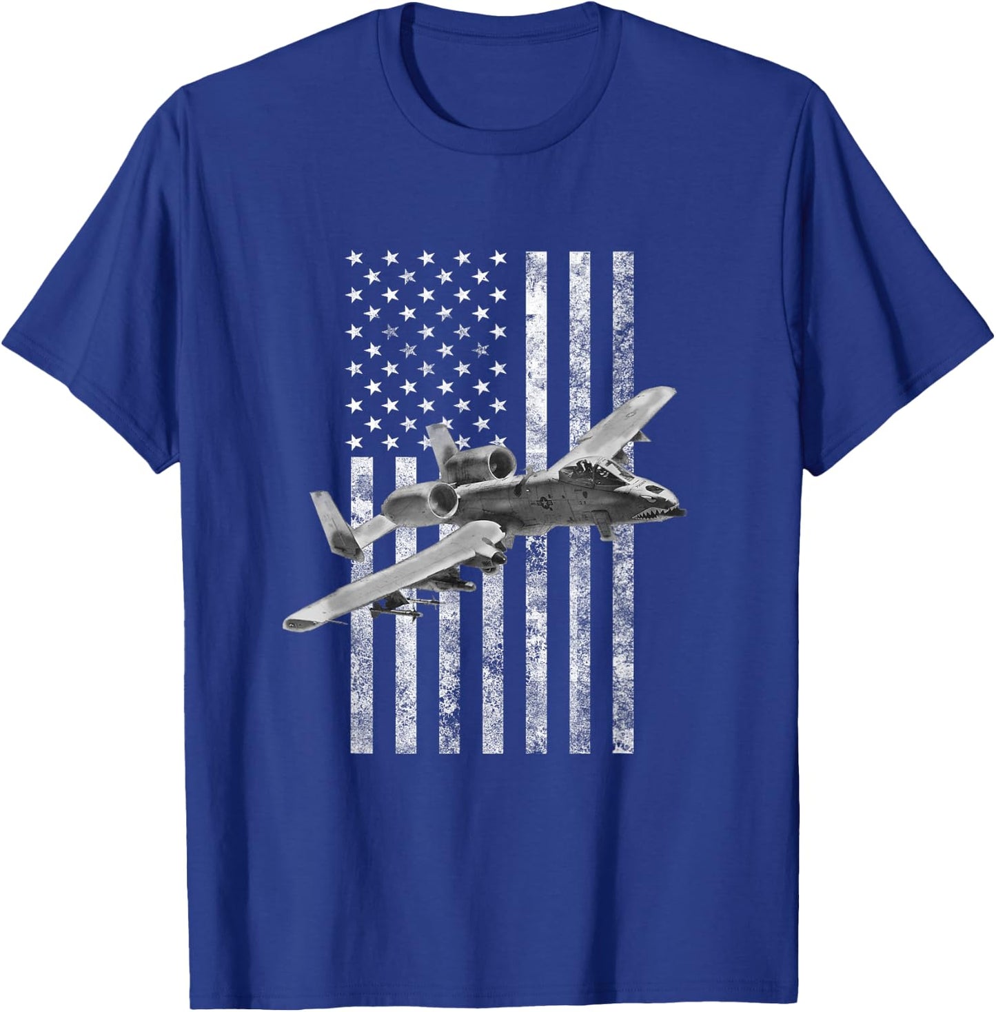 A-10 Thunderbolt II American Flag - A-10 Warthog T-Shirt - T-Shirt | Royal