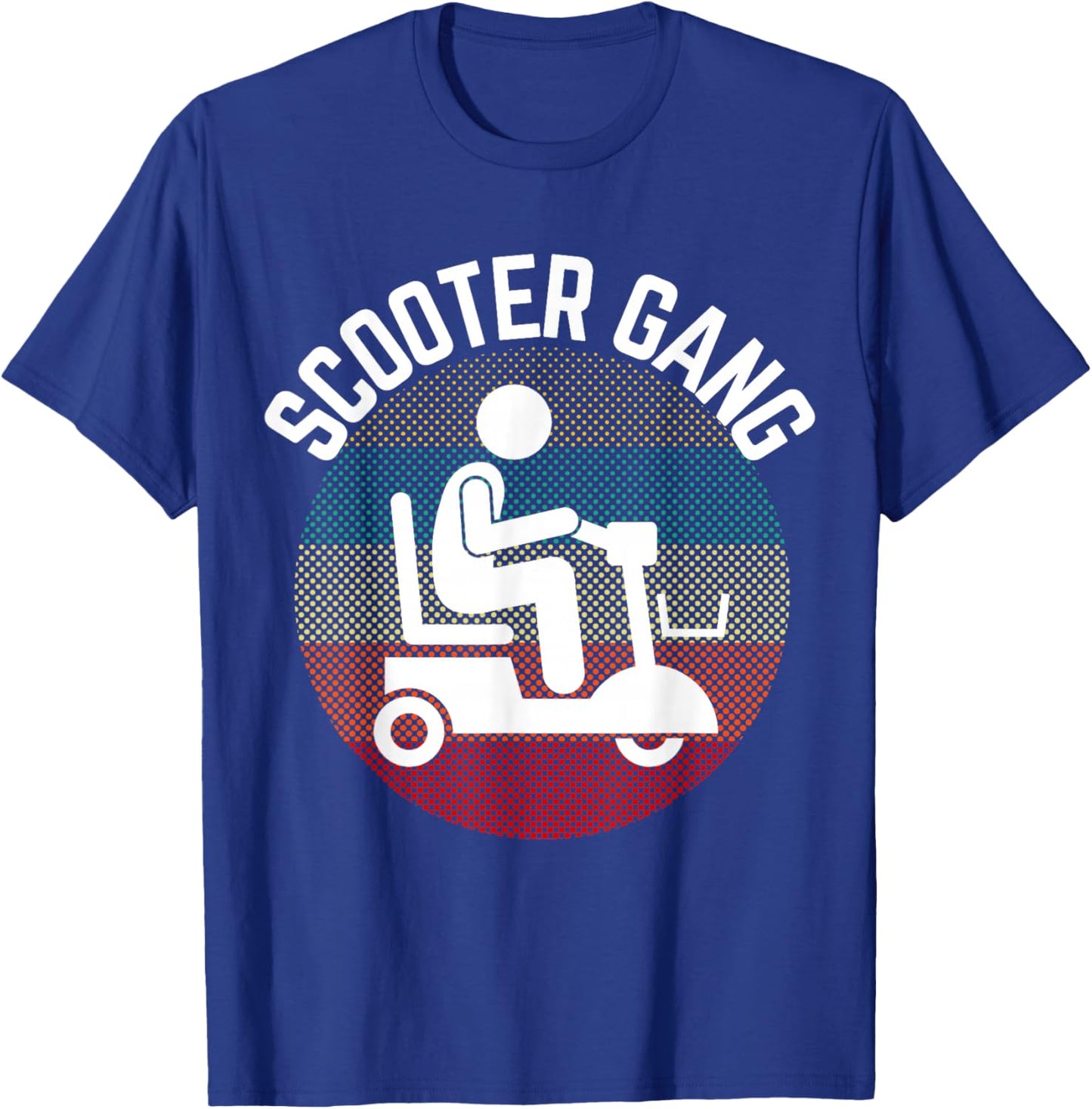 Mobility Scooter Gang Retro Vintage Moped Motorcycle Wheeler T-Shirt - T-Shirt | Royal