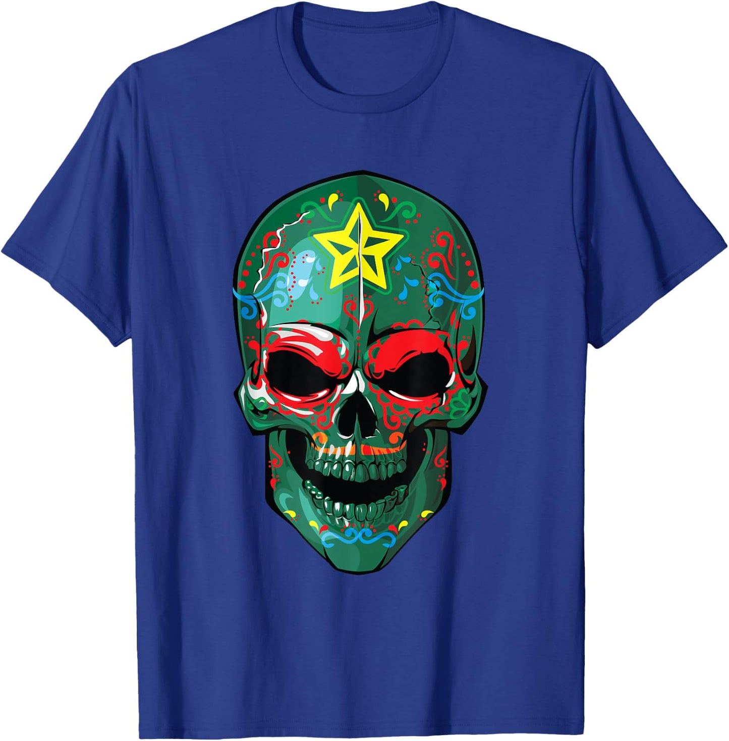 Veteran Sugar Skull Army Soldier Halloween Military Gifts T-Shirt - T-Shirt | Royal