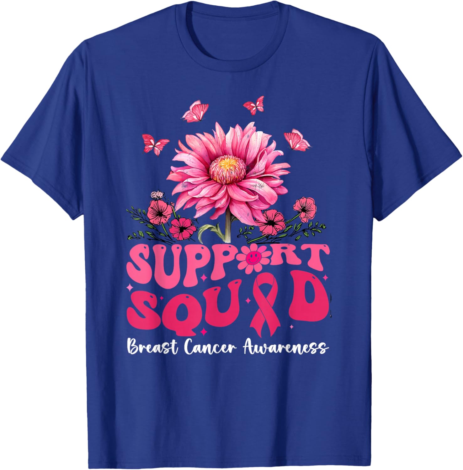 Breast Cancer Shirts , Support Squad Sunflower T-Shirt - T-Shirt | Royal