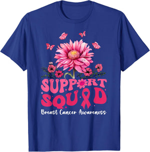 Breast Cancer Shirts , Support Squad Sunflower T-Shirt - T-Shirt | Royal