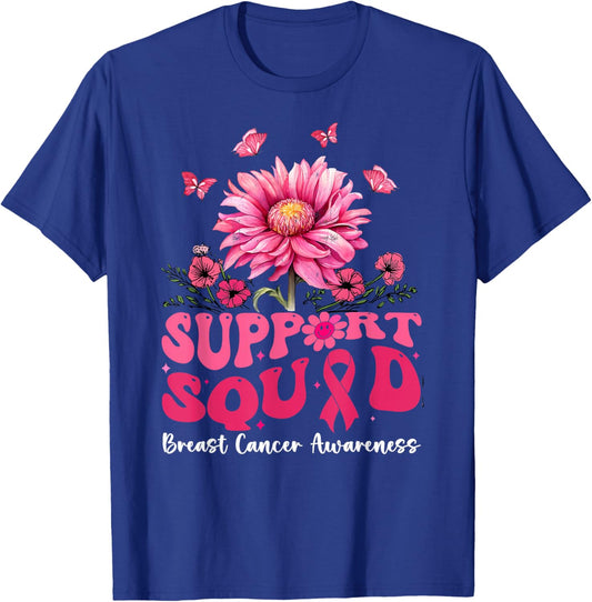 Breast Cancer Shirts , Support Squad Sunflower T-Shirt - T-Shirt | Royal