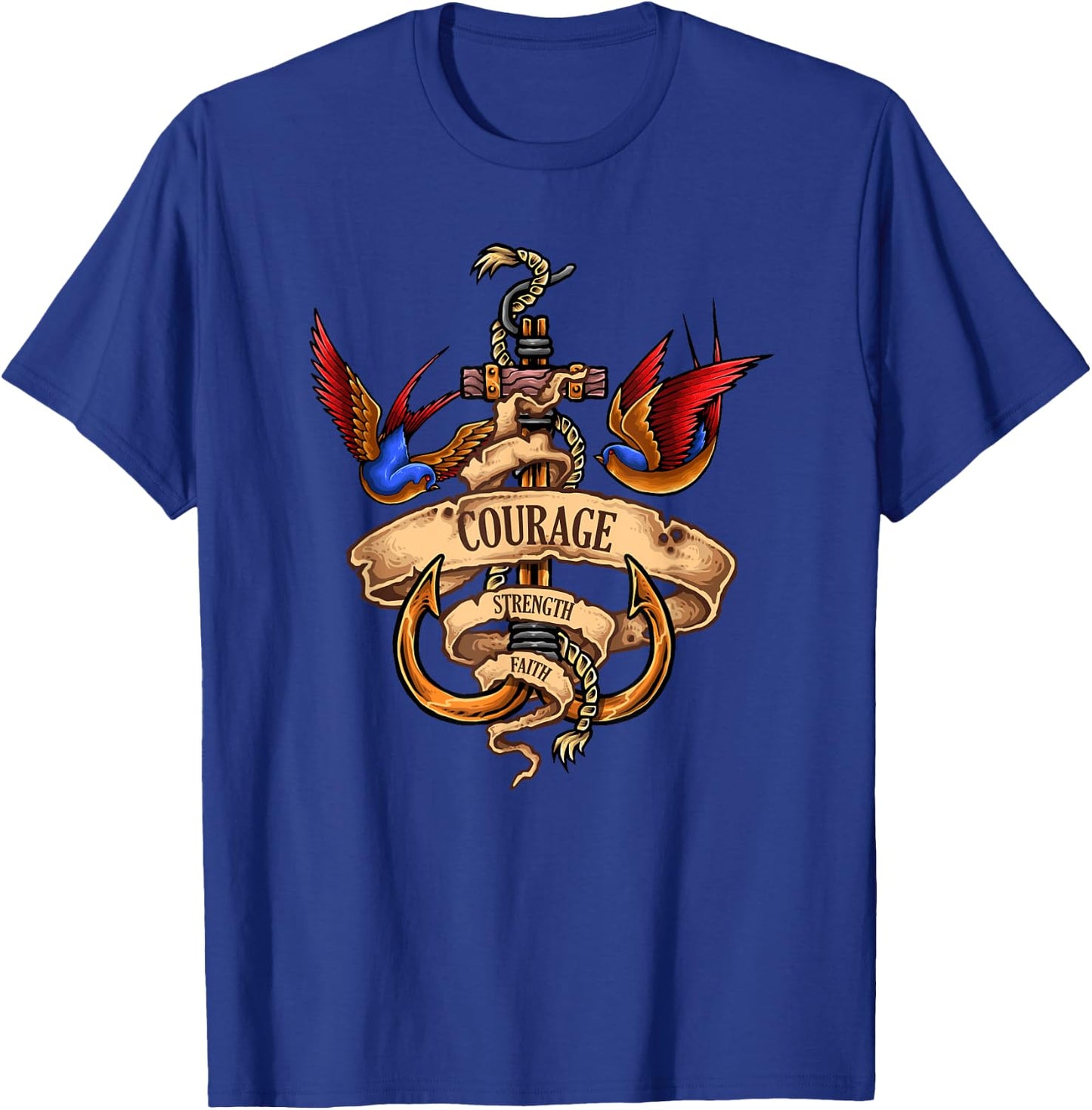Merchant Mariner Sailor Captain Deck Hand Tattoo Swallows T-Shirt - T-Shirt | Royal