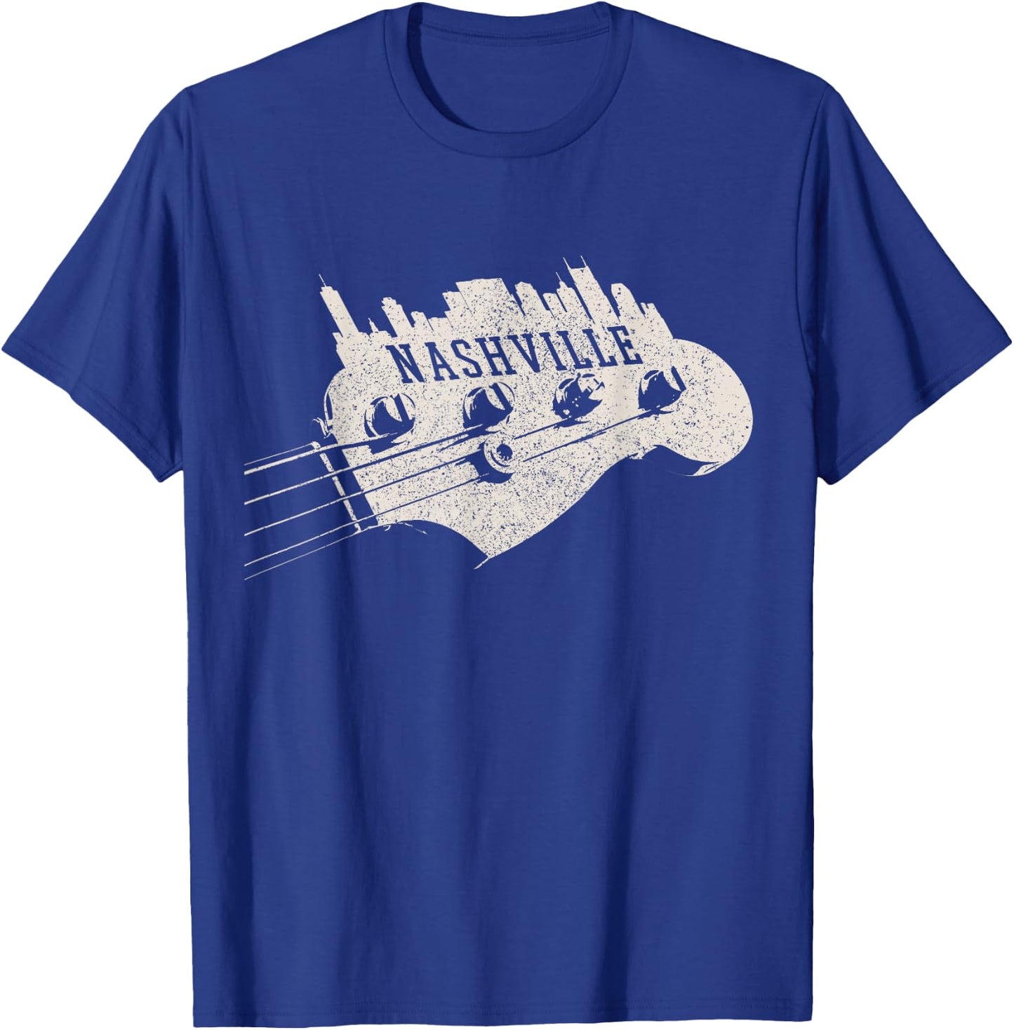 Nashville Skyline - Bass Guitar Country Music City souvenir T-Shirt - T-Shirt | Royal