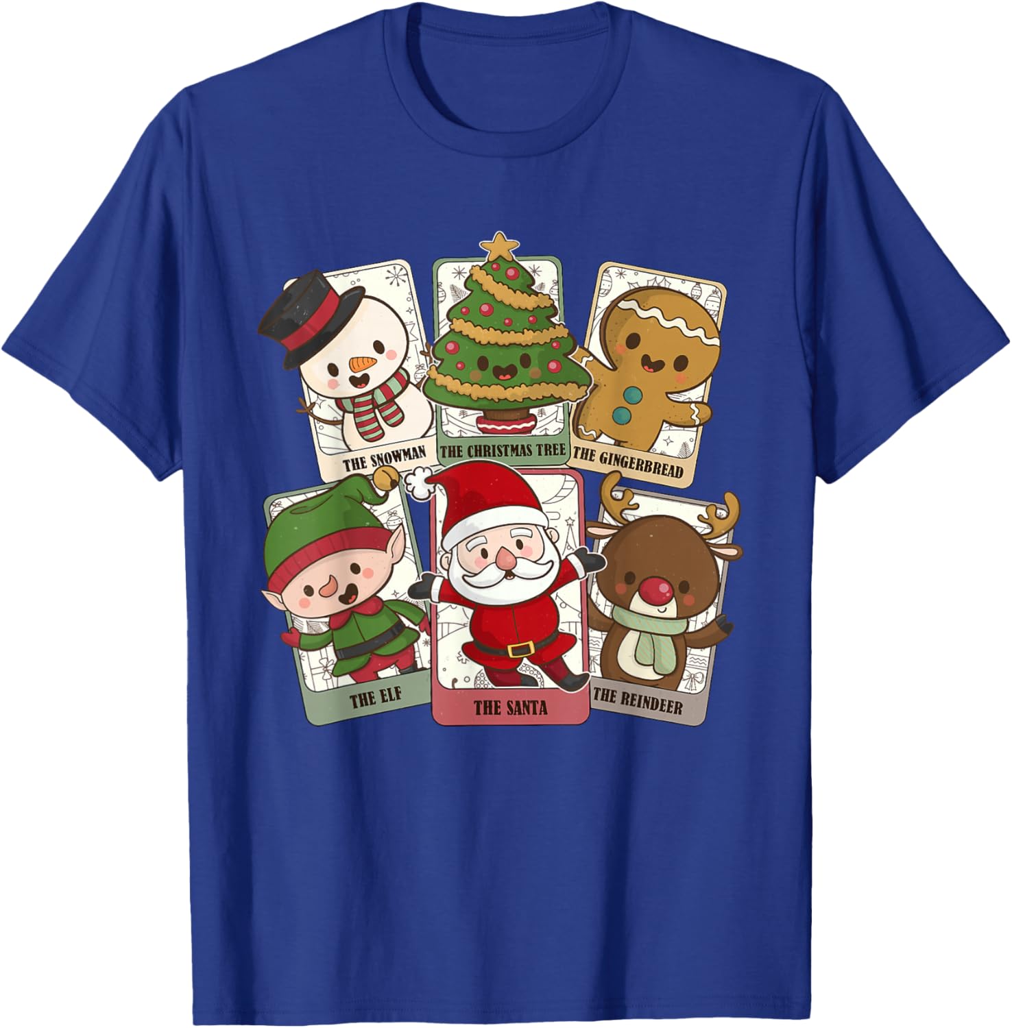 Retro Tarot Card Christmas Santa Elf Reindeer Gingerbread T-Shirt - T-Shirt | Royal