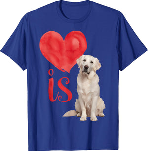 Love is White English Cream Golden Retriever Mom Dog Puppy T-Shirt - T-Shirt | Royal