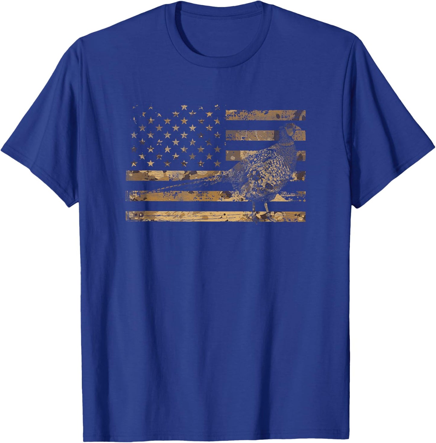 Pheasant Bird Hunter American Flag Camouflage Pheasant Hunt T-Shirt - T-Shirt | Royal
