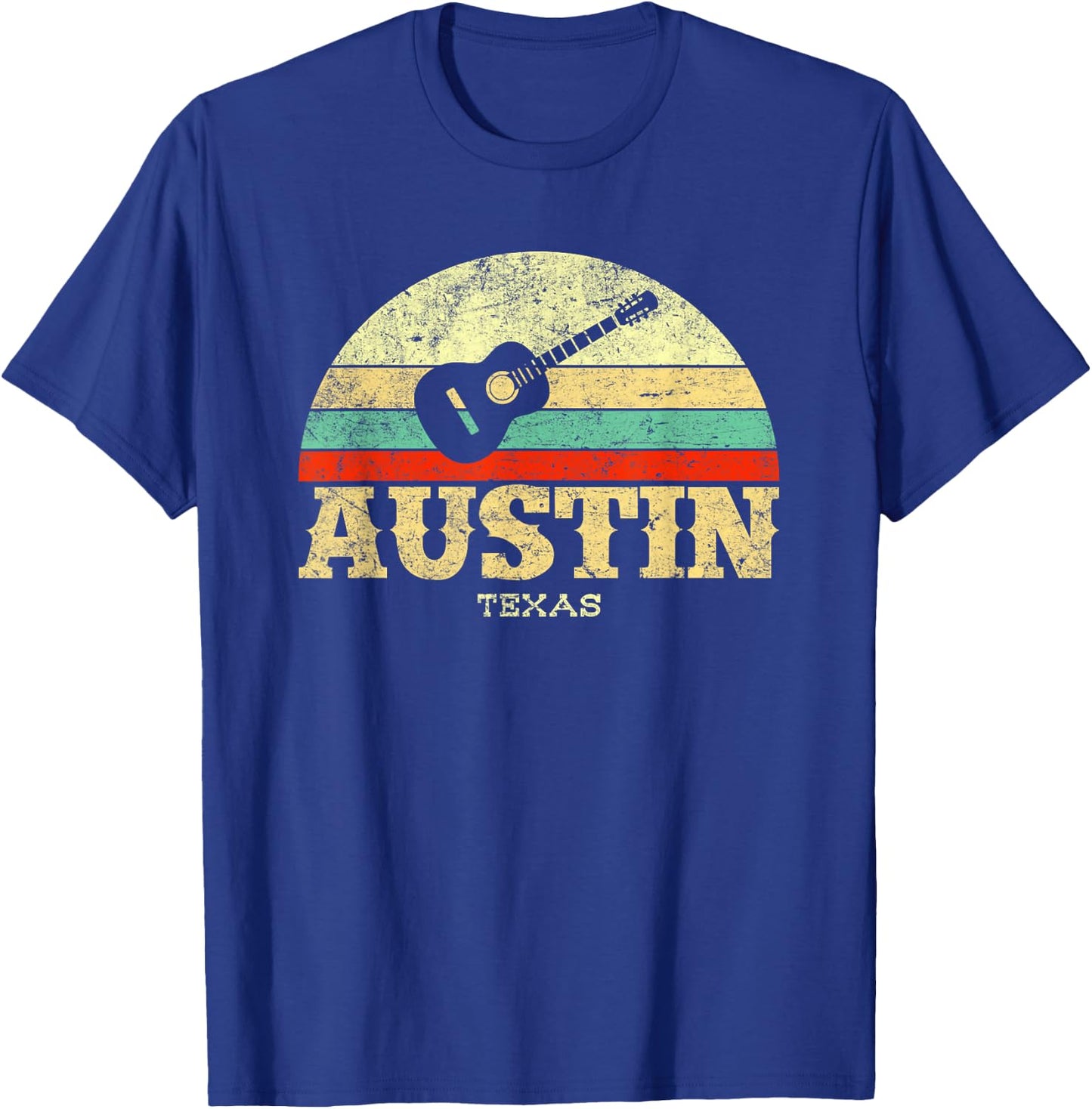 Retro Austin Texas Guitar Shirt Vintage Lone Star State T-Shirt - T-Shirt | Royal