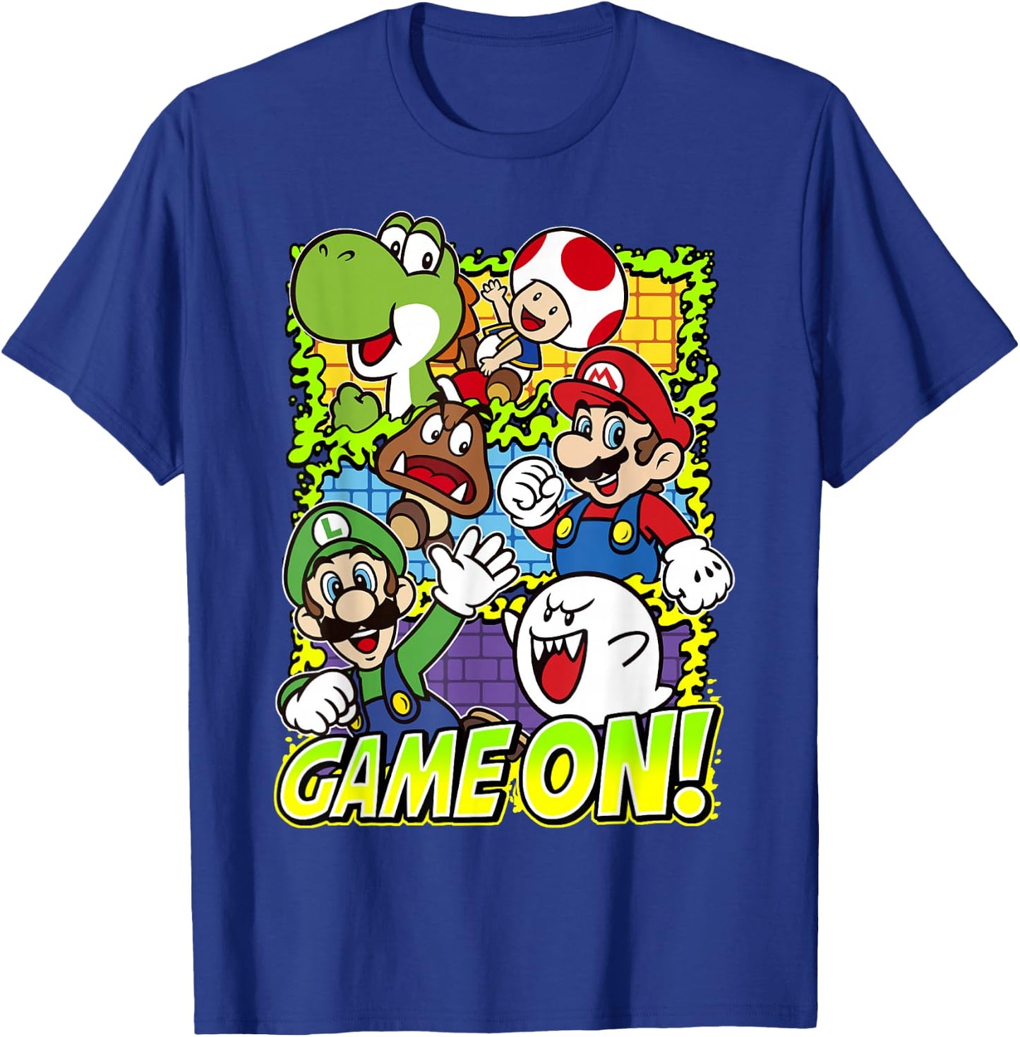 Super Mario Group Shot Game On T-Shirt - T-Shirt | Royal
