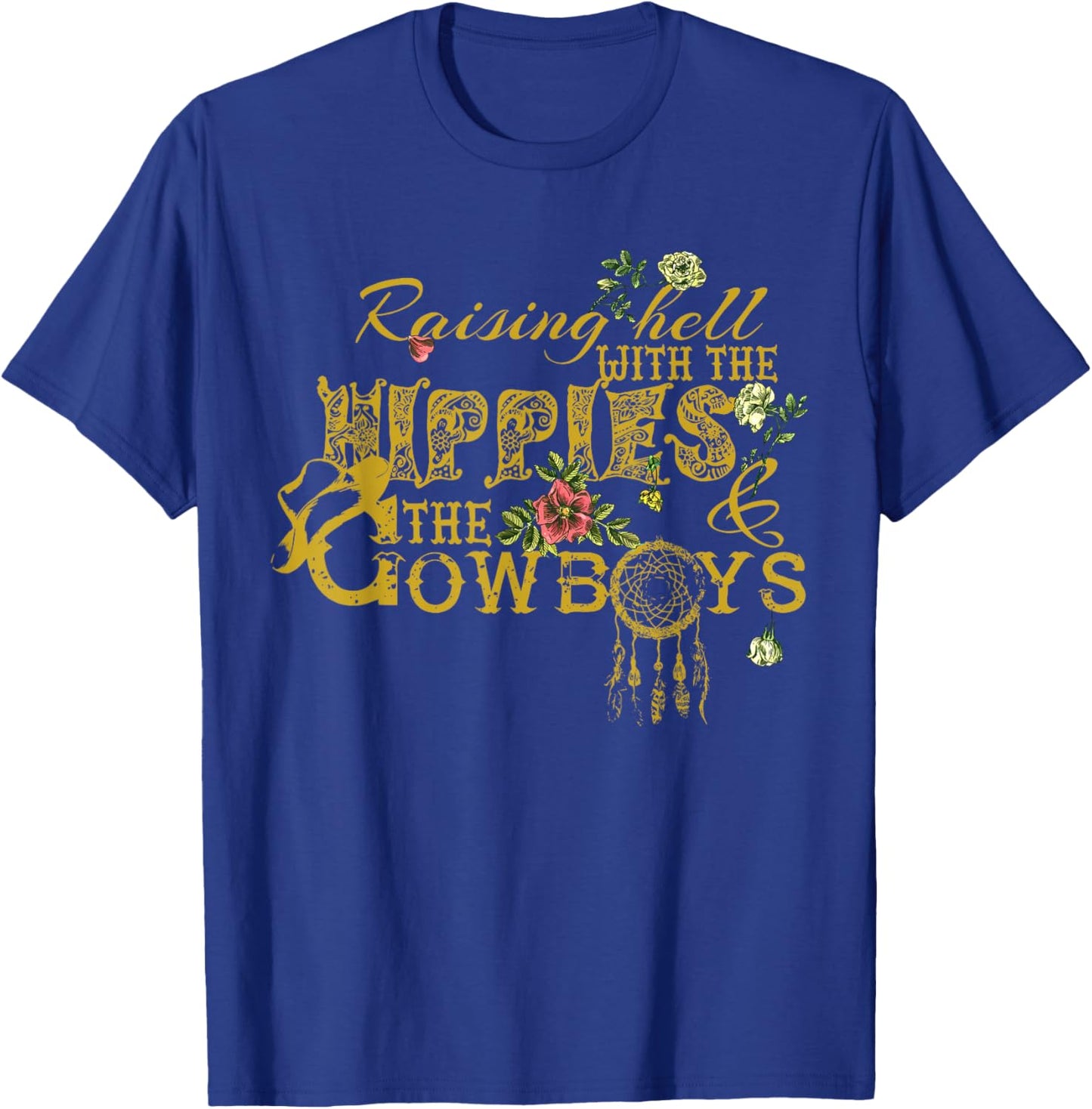 Raising Hell With The Hippies The Cowboys Black X-Small Vintage Casual T-Shirt - T-Shirt | Royal