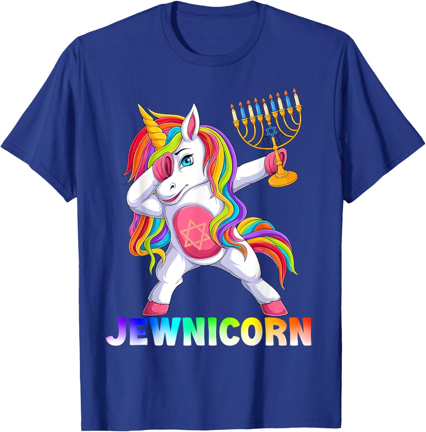 Hanukkah Dabbing Unicorn Jewnicorn Chanukah Jewish Xmas T-Shirt - T-Shirt | Royal