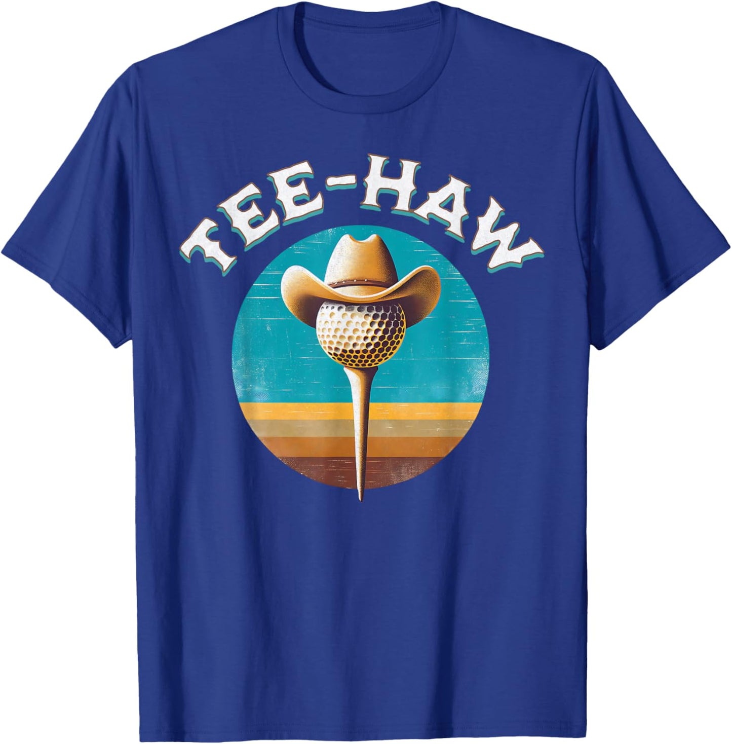 Western Haw Y'all Funny Golf Ball Cowboy Southern Retro T-Shirt - T-Shirt | Royal