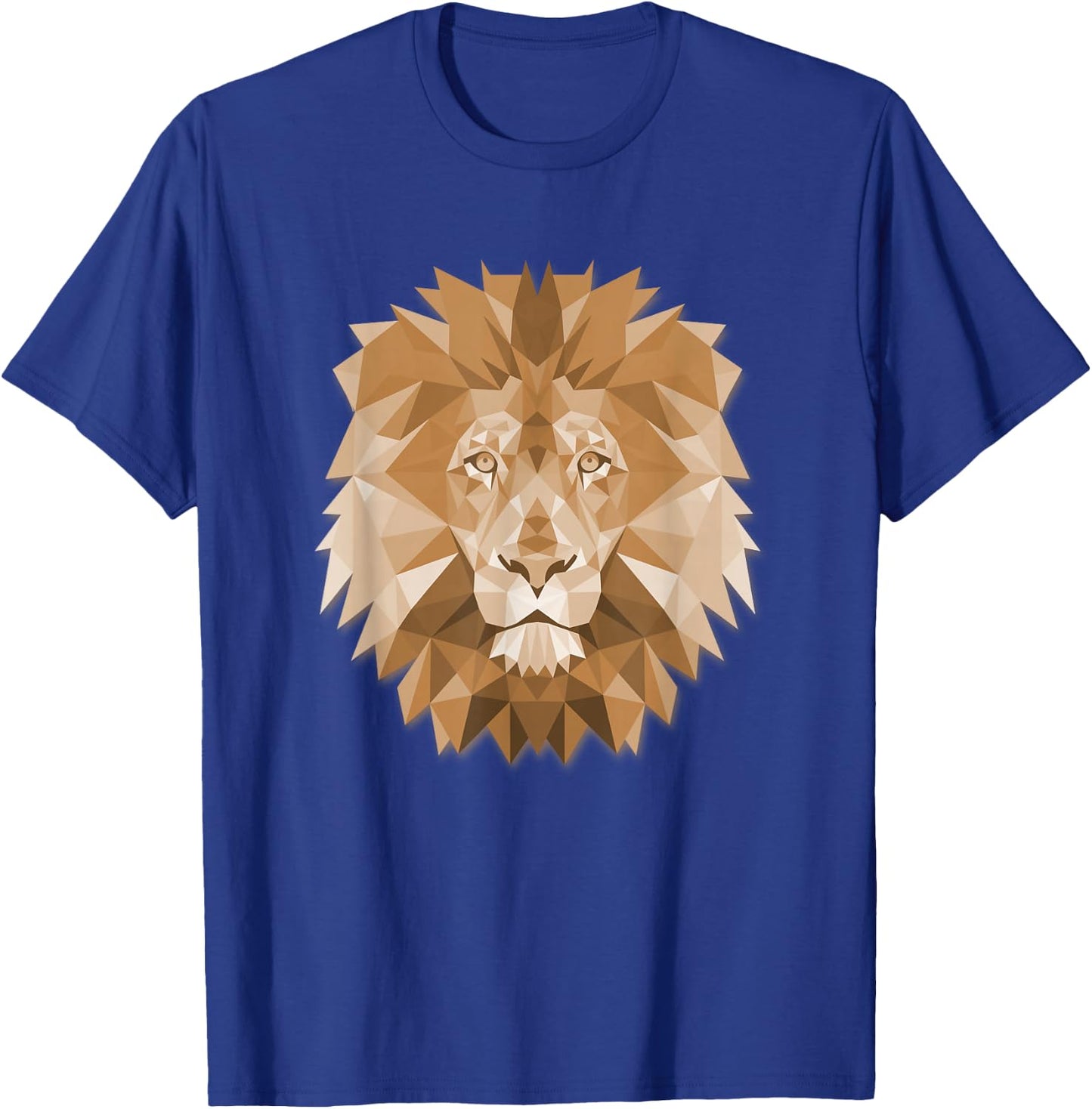 Big Lion Face Graphic Animal Polygon T-Shirt - T-Shirt | Royal