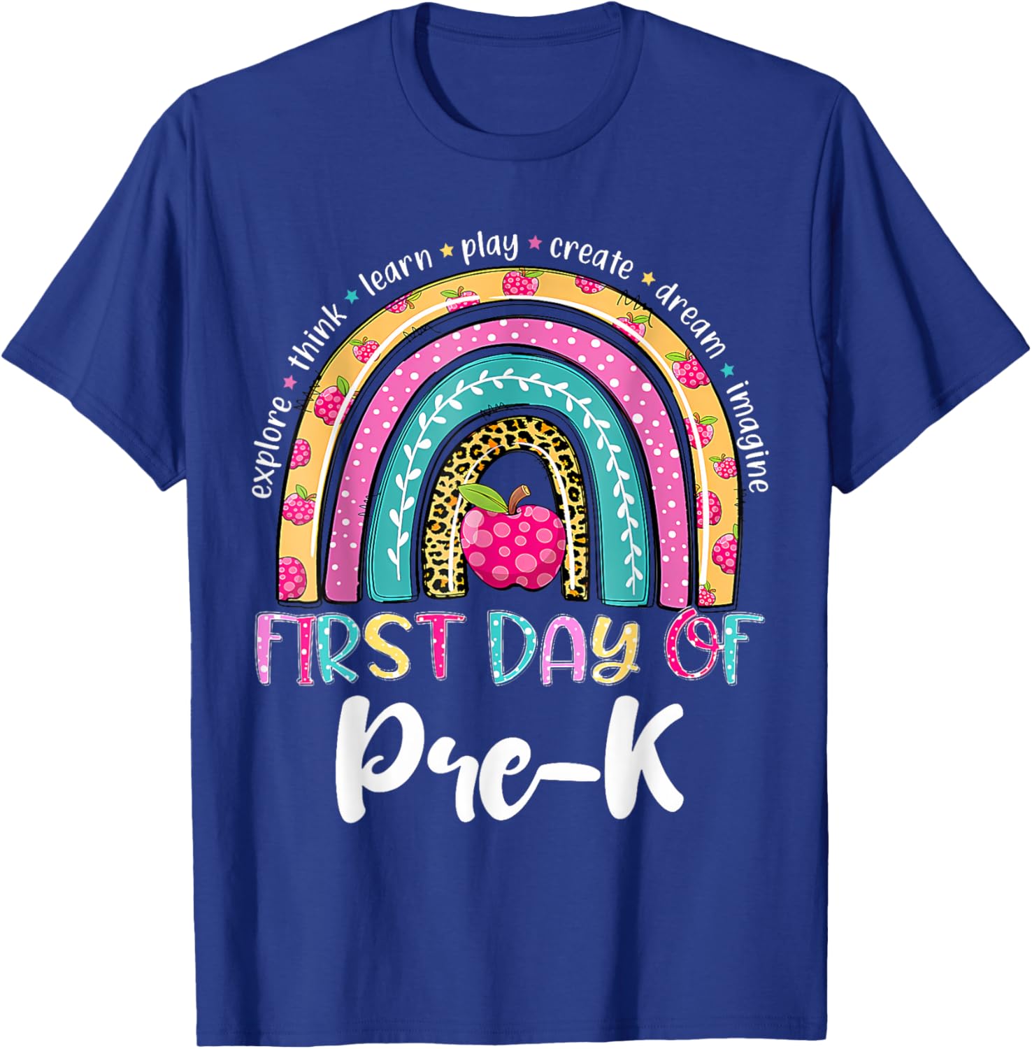 Back To School Shirt Rainbow Happy First Day Of Pre K Gift T-Shirt - T-Shirt | Royal