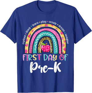 Back To School Shirt Rainbow Happy First Day Of Pre K Gift T-Shirt - T-Shirt | Royal