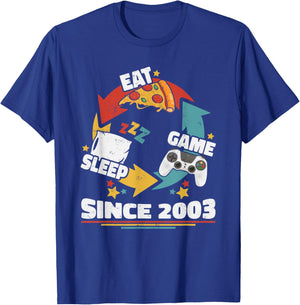 2003 Born 23rd Birthday Men Women Vintage 2003 Gamer T-Shirt - T-Shirt | Royal