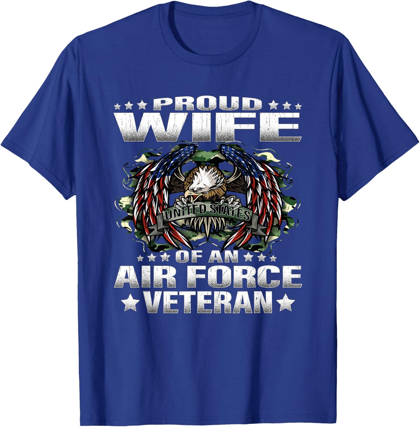 Proud Wife Of An Air Force Veteran Military Vet Spouse Gifts T-Shirt - T-Shirt | Royal