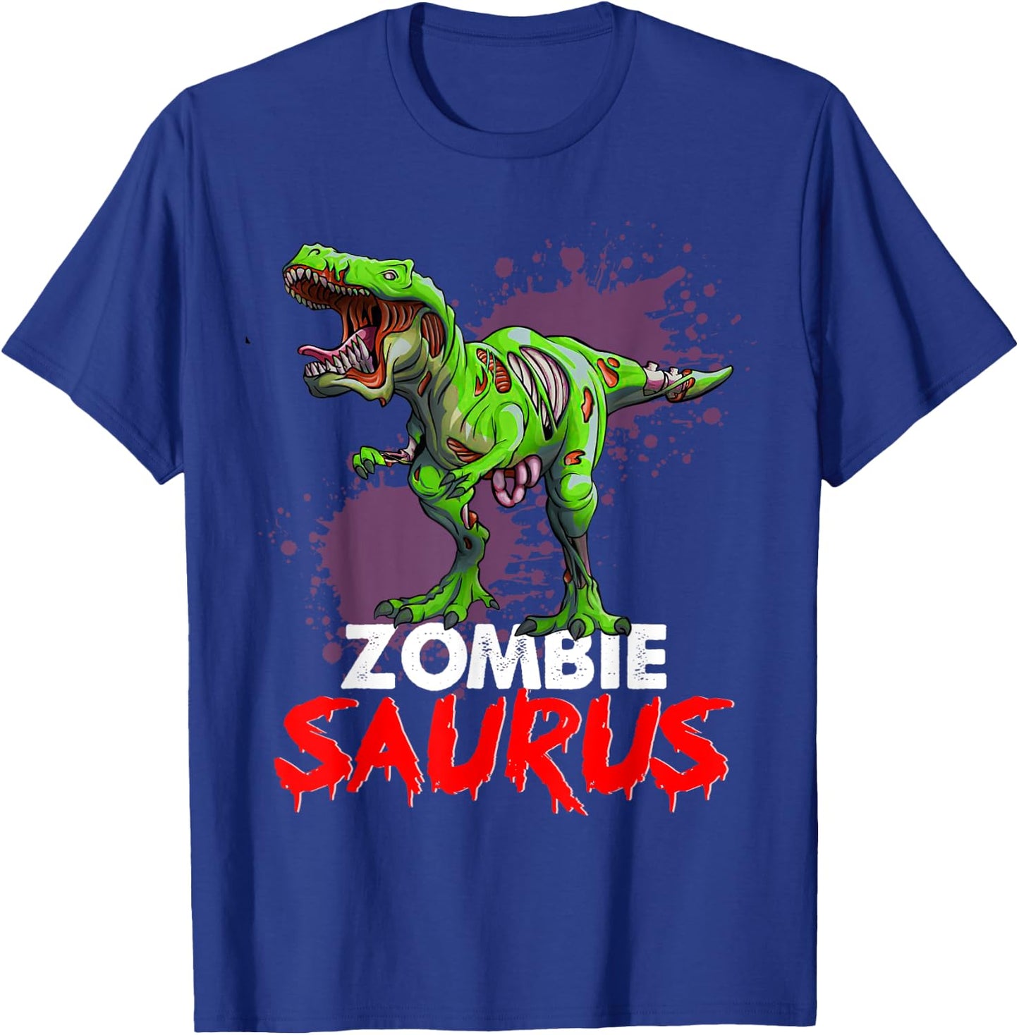 Zombie Saurus Skeleton Dinosaur T Rex Zombie Halloween Boys T-Shirt - T-Shirt | Royal