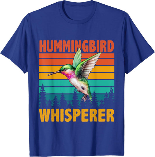 Vintage Retro Hummingbird Whisperer Funny Bird Sunglasses T-Shirt - T-Shirt | Royal