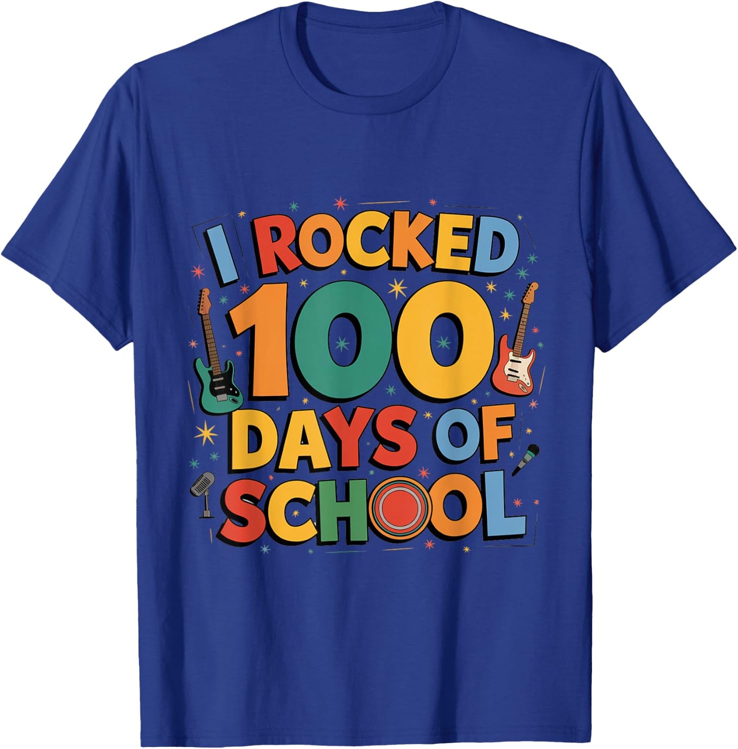 I rocked 100 days of school future rock star music 100th day T-Shirt - T-Shirt | Royal