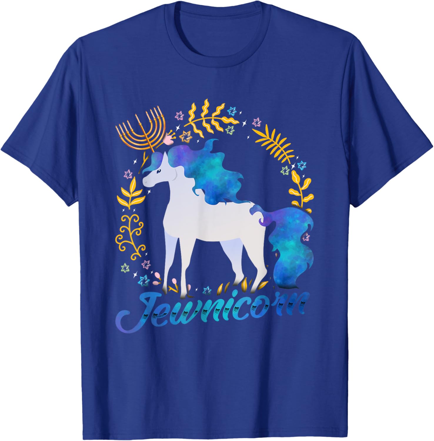 Jewnicorn Funny Jewish Unicorn Chanukah Hanukkah Jew Gift T-Shirt - T-Shirt | Royal