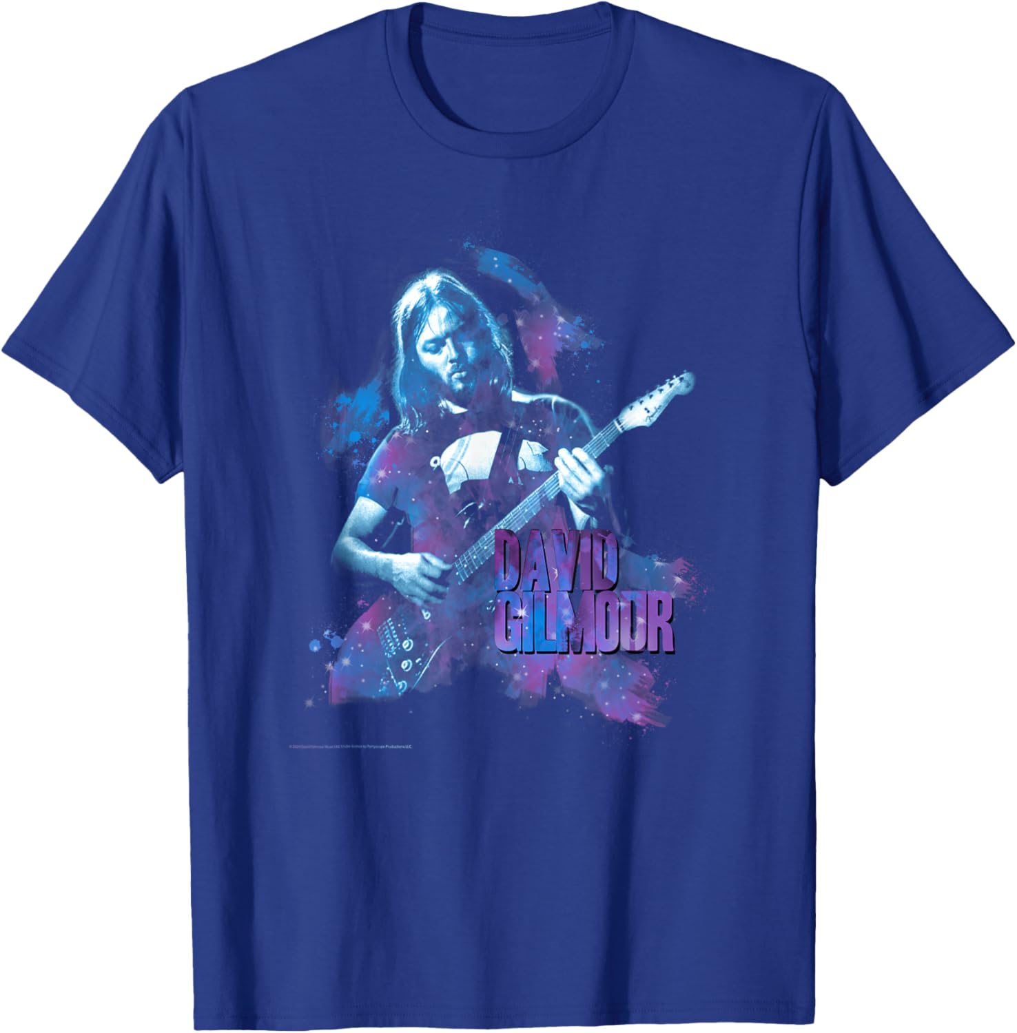 Official David Gilmour Portrait with Guitar Colorful T-Shirt - T-Shirt | Royal