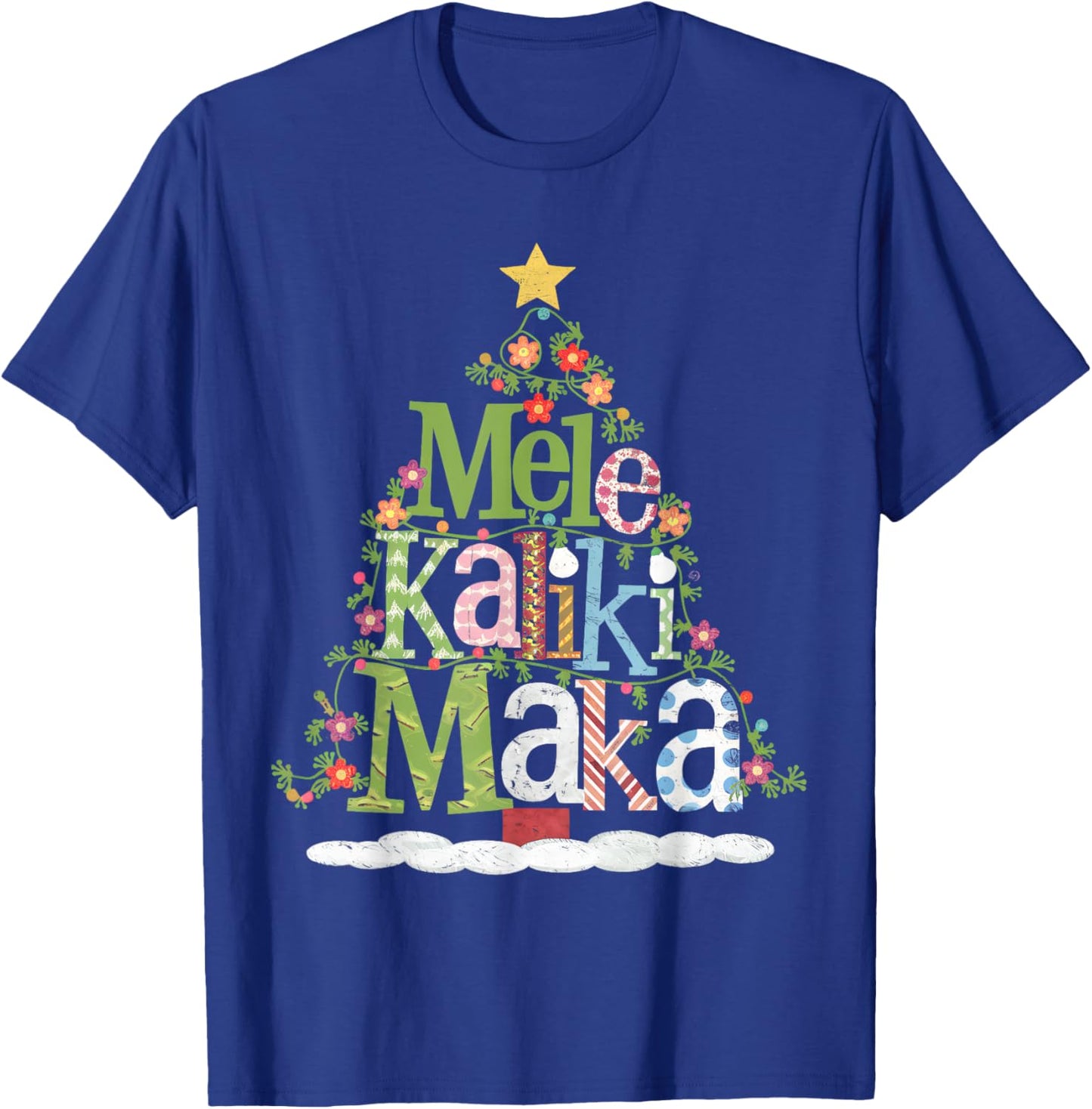 Mele Kalikimaka Tropical Christmas Hawaiian Santa Xmas Tree T-Shirt - T-Shirt | Royal